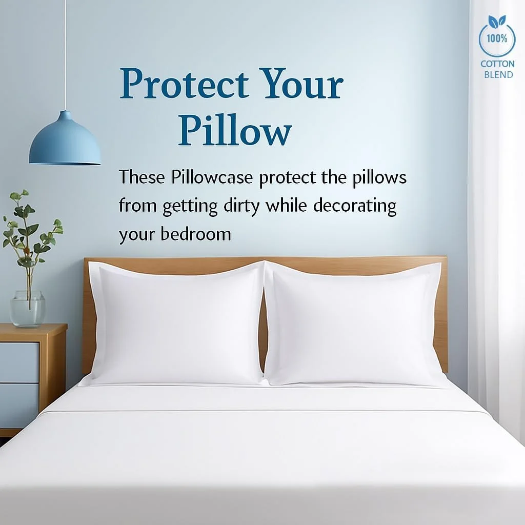 روبالشی های با کیفیت صادراتی Comfort Beddings، مخلوط پنبه 100%، بسته 2 عددی روبالشی مربعی - سفید (سایز قاره ای/مربعی 70x70 سانتی متر) روبالشی های با کیفیت صادراتی Comfort Beddings، مخلوط پنبه 100%، بسته 2 عددی روبالشی مربعی - سفید (سایز قاره ای/مربعی 70x70 سانتی متر)