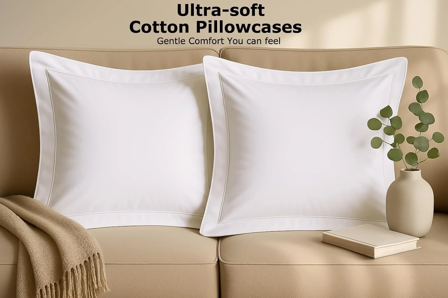 روبالشی های با کیفیت صادراتی Comfort Beddings، مخلوط پنبه 100%، بسته 2 عددی روبالشی مربعی - سفید (سایز قاره ای/مربعی 70x70 سانتی متر) روبالشی های با کیفیت صادراتی Comfort Beddings، مخلوط پنبه 100%، بسته 2 عددی روبالشی مربعی - سفید (سایز قاره ای/مربعی 70x70 سانتی متر)