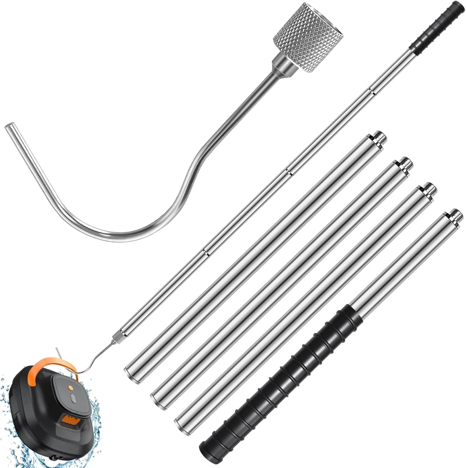 قلاب های استخر الفاما برای میله ها و میله تمیز کننده استخر قابل تنظیم 5.2 فوتی برای جاروبرقی استخر برای استخرهای داخل زمینی، بالای زمینی، توری اسکیمر، برس، سر جاروبرقی