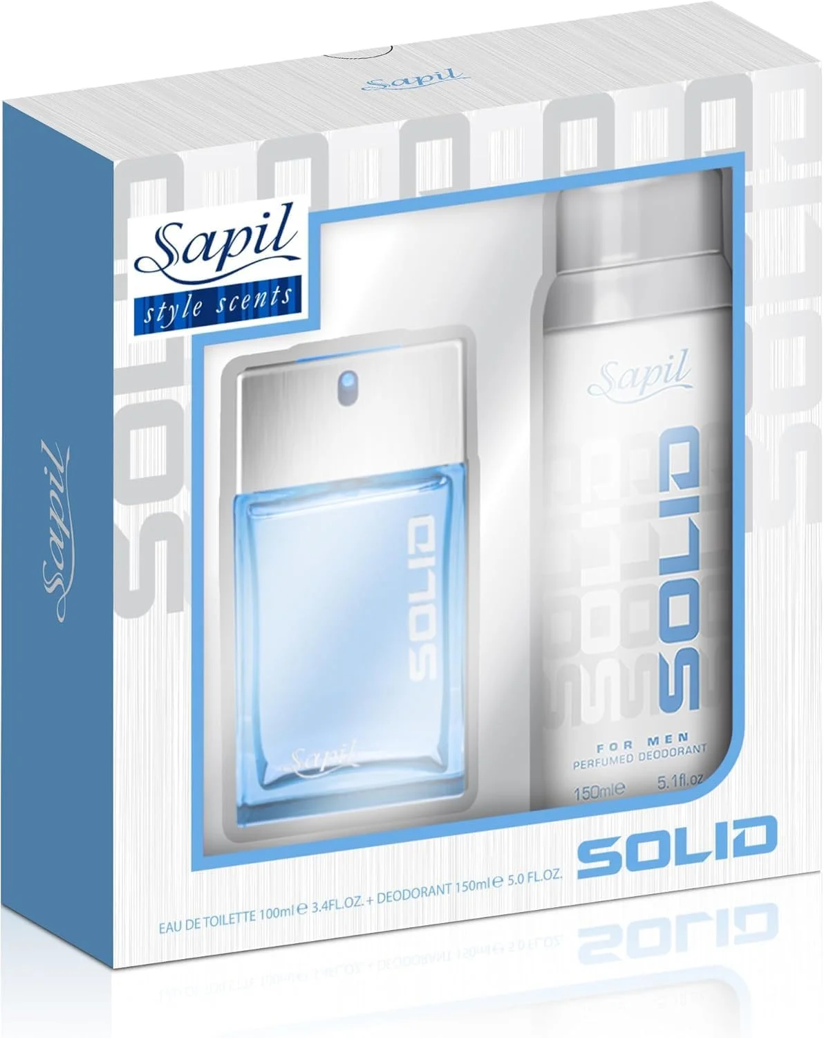 ست هدیه ادو تویلت مردانه ساپیل مدل Solid حجم 100 میلی لیتر به همراه اسپری دئودورانت 150 میلی لیتری