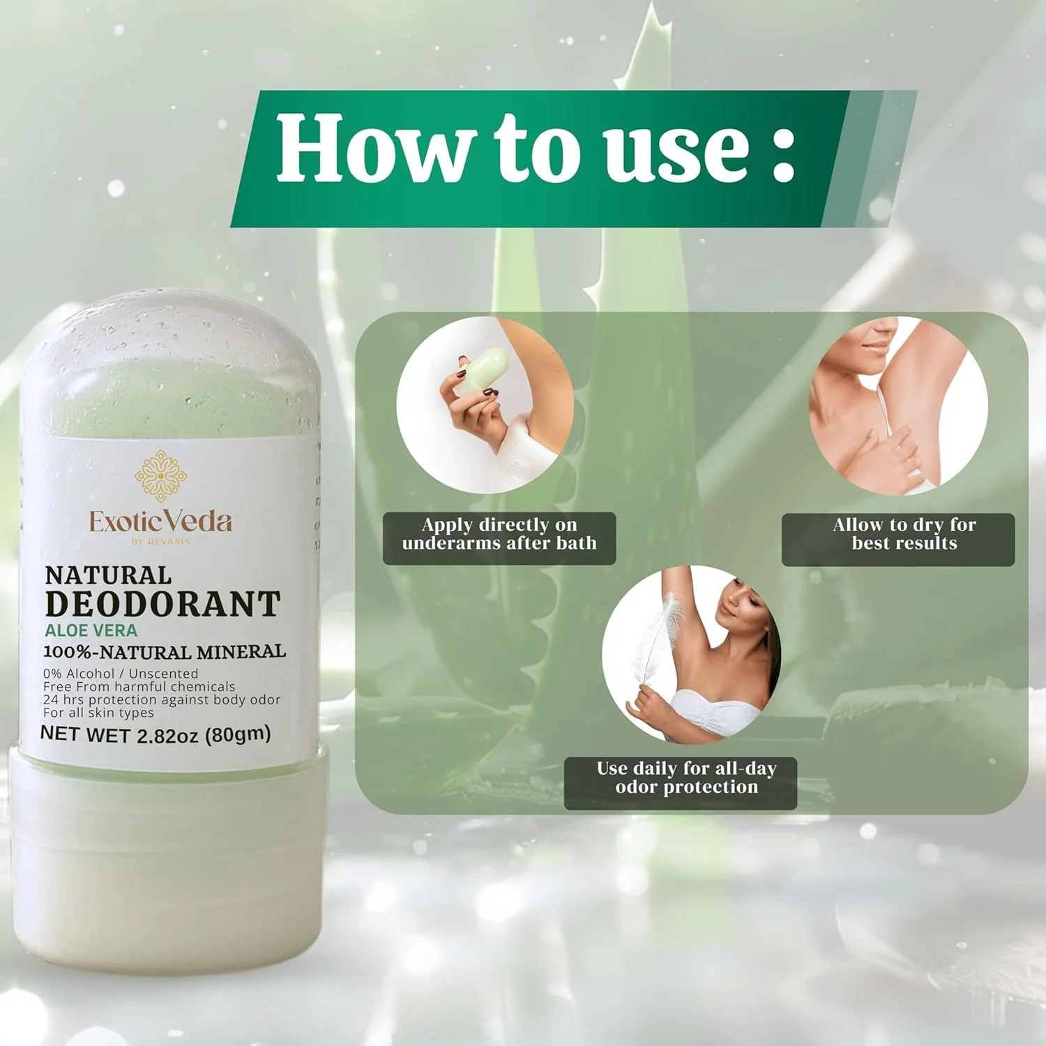استیک دئودورانت زاج طبیعی 100% با آلوئه ورا، بدون الکل و مواد شیمیایی، محافظت 24 ساعته در برابر بو برای انواع پوست، 80 گرم، آلوئه ورا، دئودورانت ایده آل برای مسافرت برای زنان و مردان استیک دئودورانت زاج طبیعی 100% با آلوئه ورا، بدون الکل و مواد شیمیایی، محافظت 24 ساعته در برابر بو برای انواع پوست، 80 گرم، آلوئه ورا، دئودورانت ایده آل برای مسافرت برای زنان و مردان