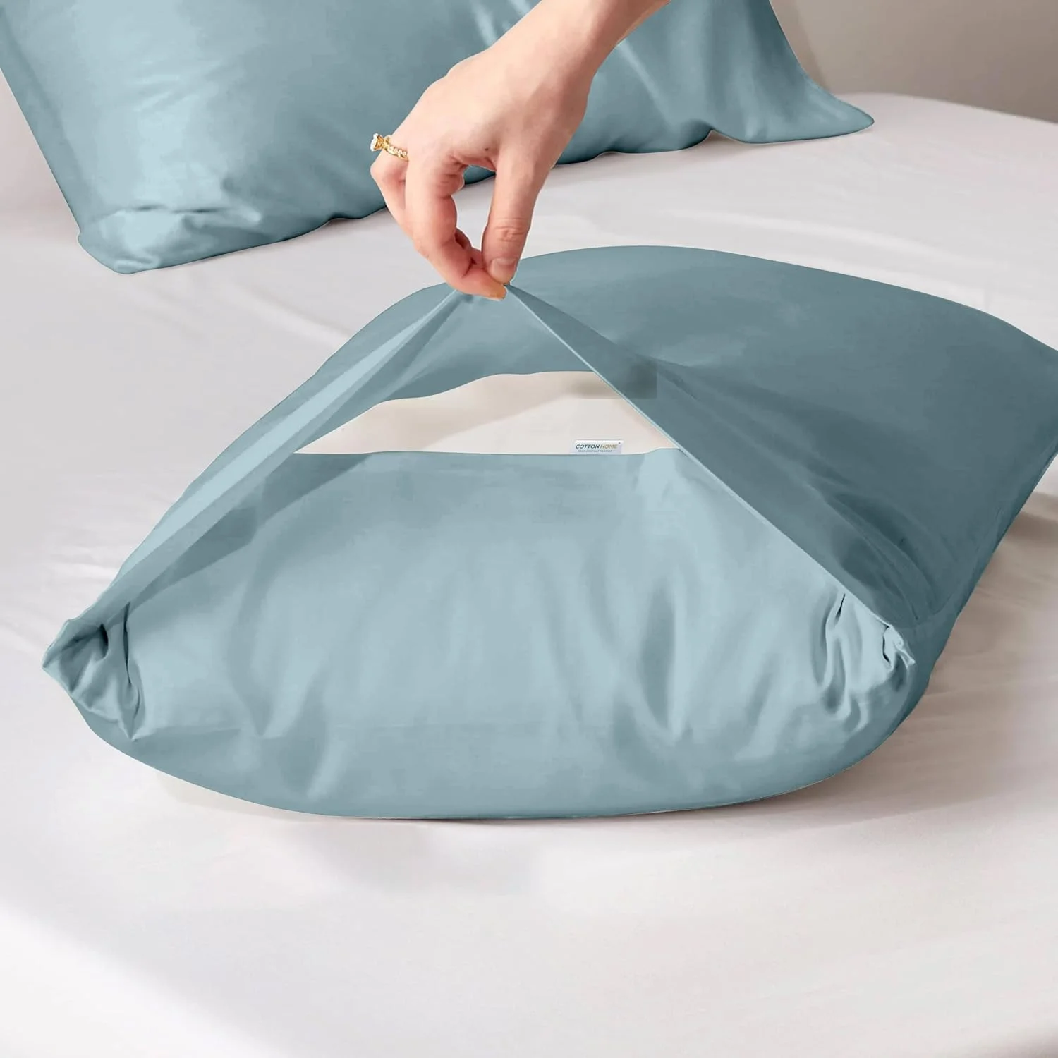 رو بالشی های میکروفایبر کتان هوم، ست 2 عددی - 50x75 سانتی متر / 20x30 اینچ، روکش بالشت آبی متالیک، پارچه نرم و لطیف، سایز استاندارد رو بالشی های میکروفایبر کتان هوم، ست 2 عددی - 50x75 سانتی متر / 20x30 اینچ، روکش بالشت آبی متالیک، پارچه نرم و لطیف، سایز استاندارد