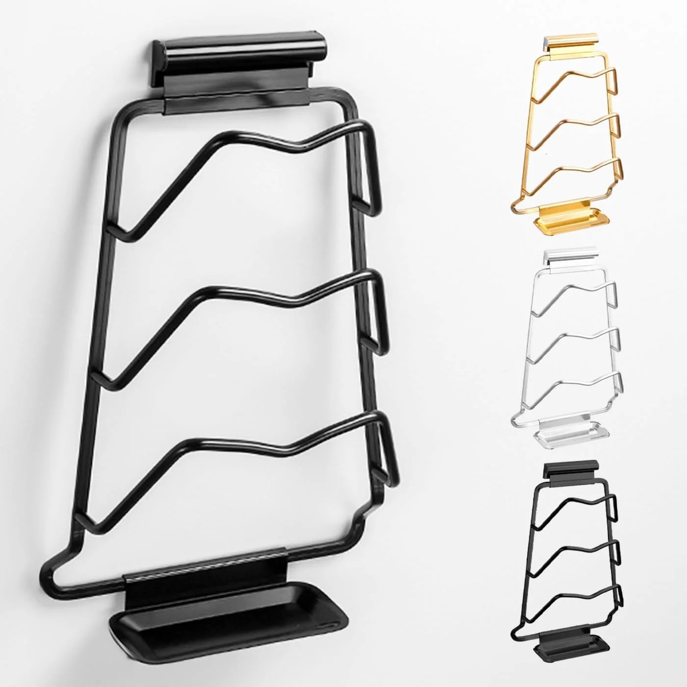 نگهدارنده درب قابلمه و تابه YumLock، نصب دیواری، استیل ضد زنگ بادوام، سازمان دهنده آشپزخانه، طراحی نقره ای و مشکی، صرفه جویی در فضا نگهدارنده درب قابلمه و تابه YumLock، نصب دیواری، استیل ضد زنگ بادوام، سازمان دهنده آشپزخانه، طراحی نقره ای و مشکی، صرفه جویی در فضا