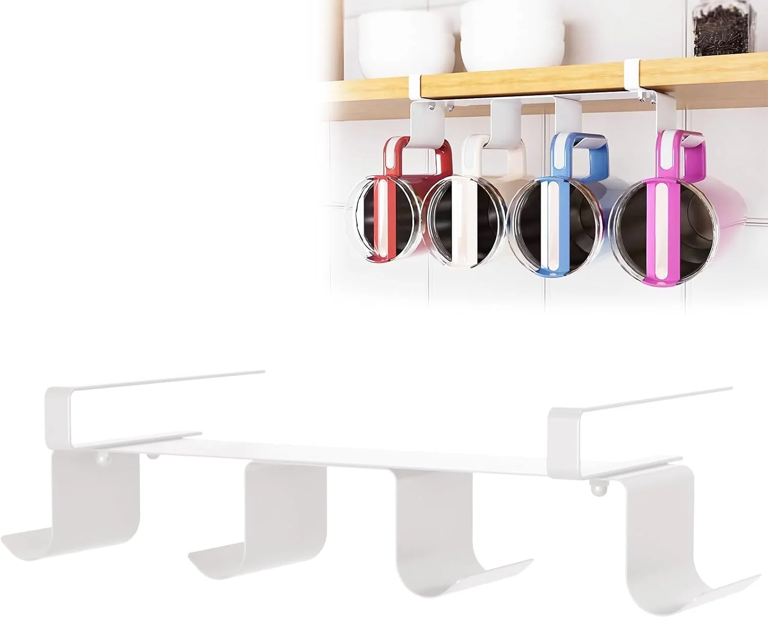 سازمان دهنده لیوان با دسته - نگهدارنده بطری آب برای لیوان های استنلی و اوالا، قفسه ذخیره سازی انبار آشپزخانه، سازمان دهنده فنجان قهوه مسافرتی بادوام و صرفه جویی در فضا، سفید سازمان دهنده لیوان با دسته - نگهدارنده بطری آب برای لیوان های استنلی و اوالا، قفسه ذخیره سازی انبار آشپزخانه، سازمان دهنده فنجان قهوه مسافرتی بادوام و صرفه جویی در فضا، سفید