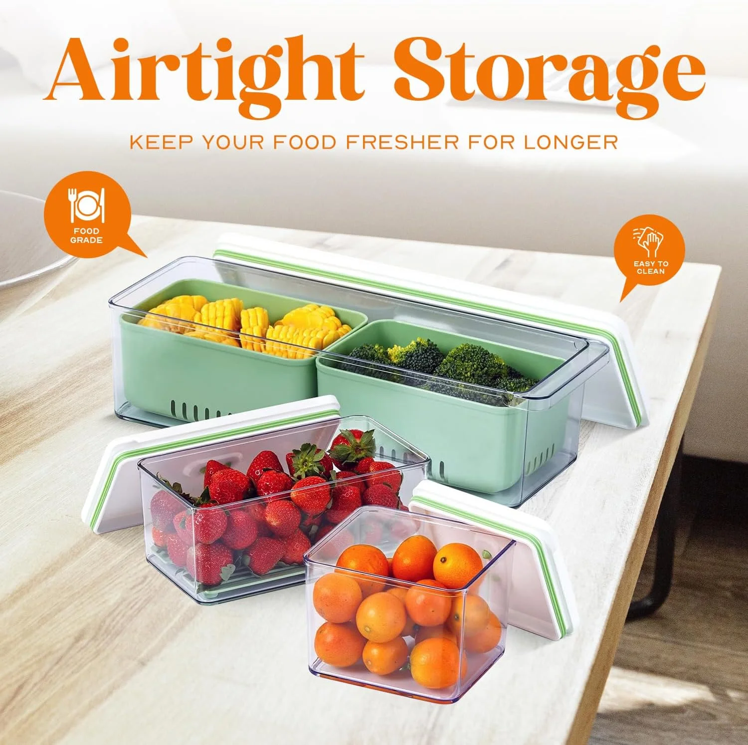 ظروف نگهداری مواد غذایی درب دار مانسو - سازمان دهنده آشپزخانه 1-3 لیتری برای حفظ تازگی، نگهداری در یخچال، سازماندهی انبار، غذای کودک، غلات (سبز)