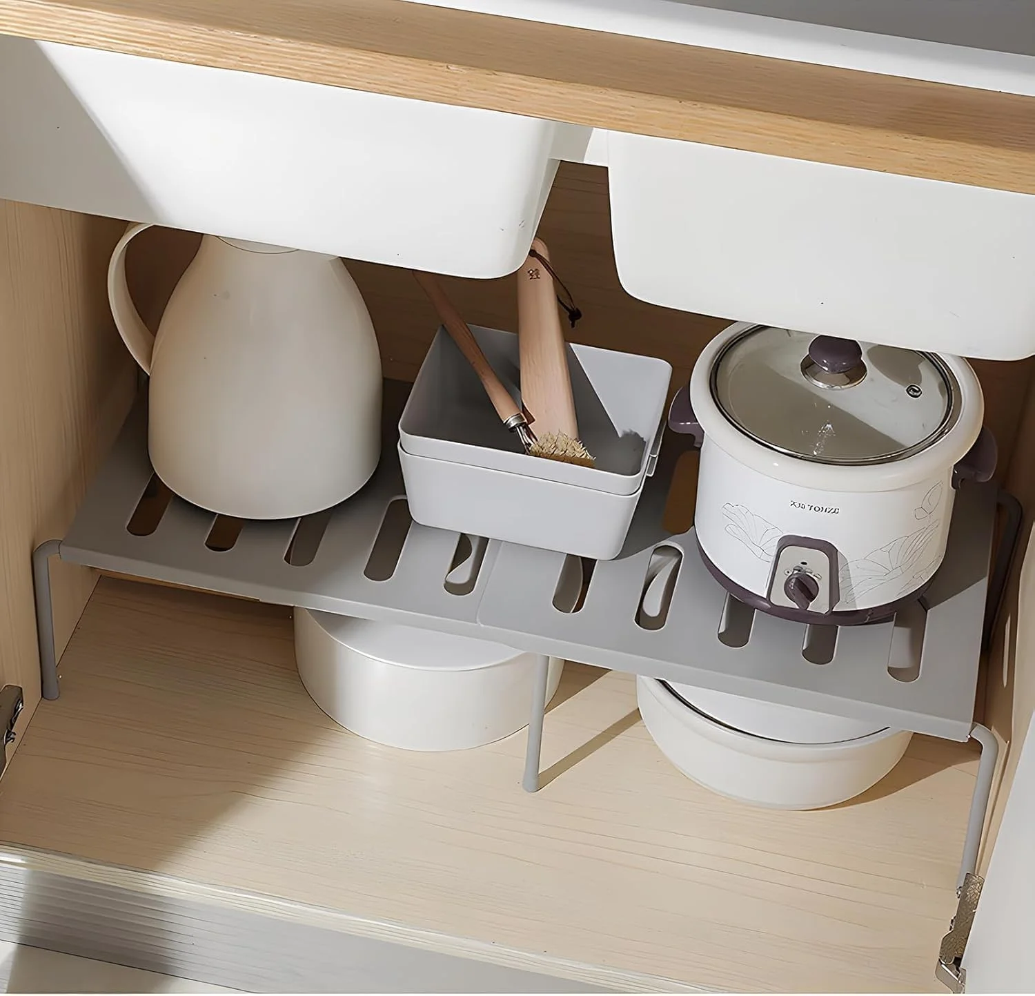 ارگانایزر قفسه کابینت آشپزخانه MostNow، قفسه کابینت برای آشپزخانه، حمام، کمد، انبار - قفسه های رومیزی قابل تنظیم (خاکستری) ارگانایزر قفسه کابینت آشپزخانه MostNow، قفسه کابینت برای آشپزخانه، حمام، کمد، انبار - قفسه های رومیزی قابل تنظیم (خاکستری)