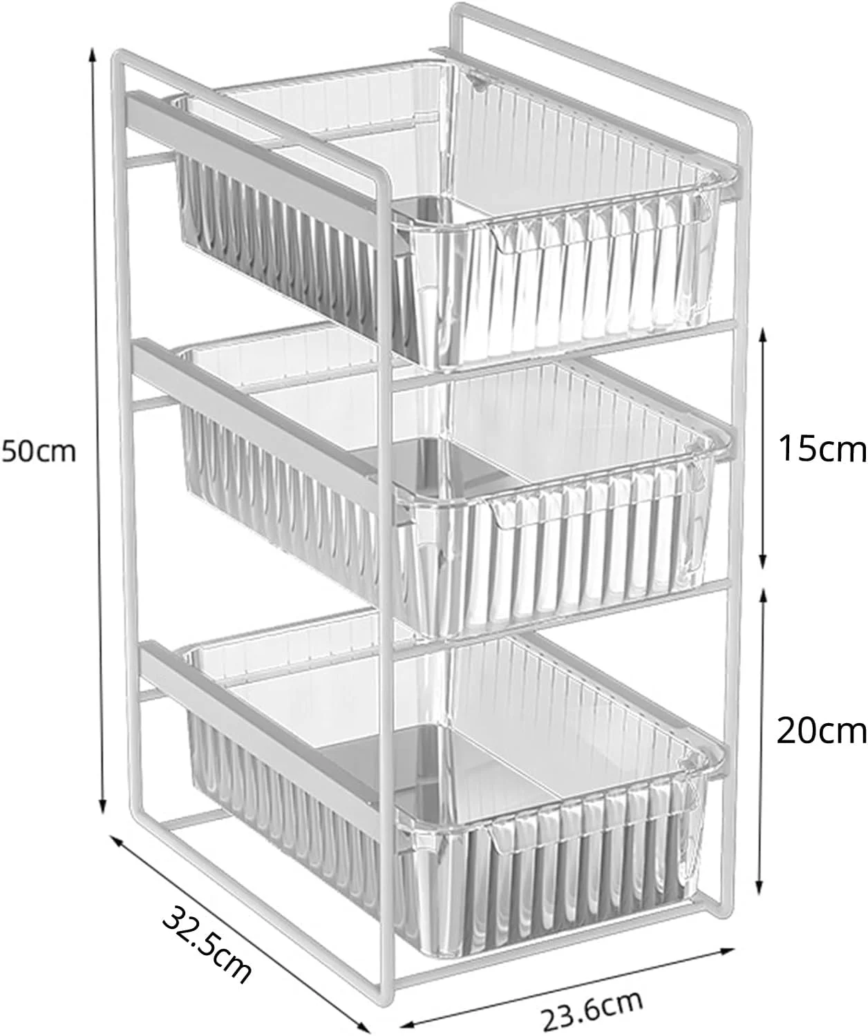 ارگانایزر زیر سینک 3 طبقه Cozy Nest با کشوهای ریلی، قفسه سبدی فلزی و مقاوم برای نگهداری ظروف ادویه، لوازم تمیز کننده حمام و آشپزخانه