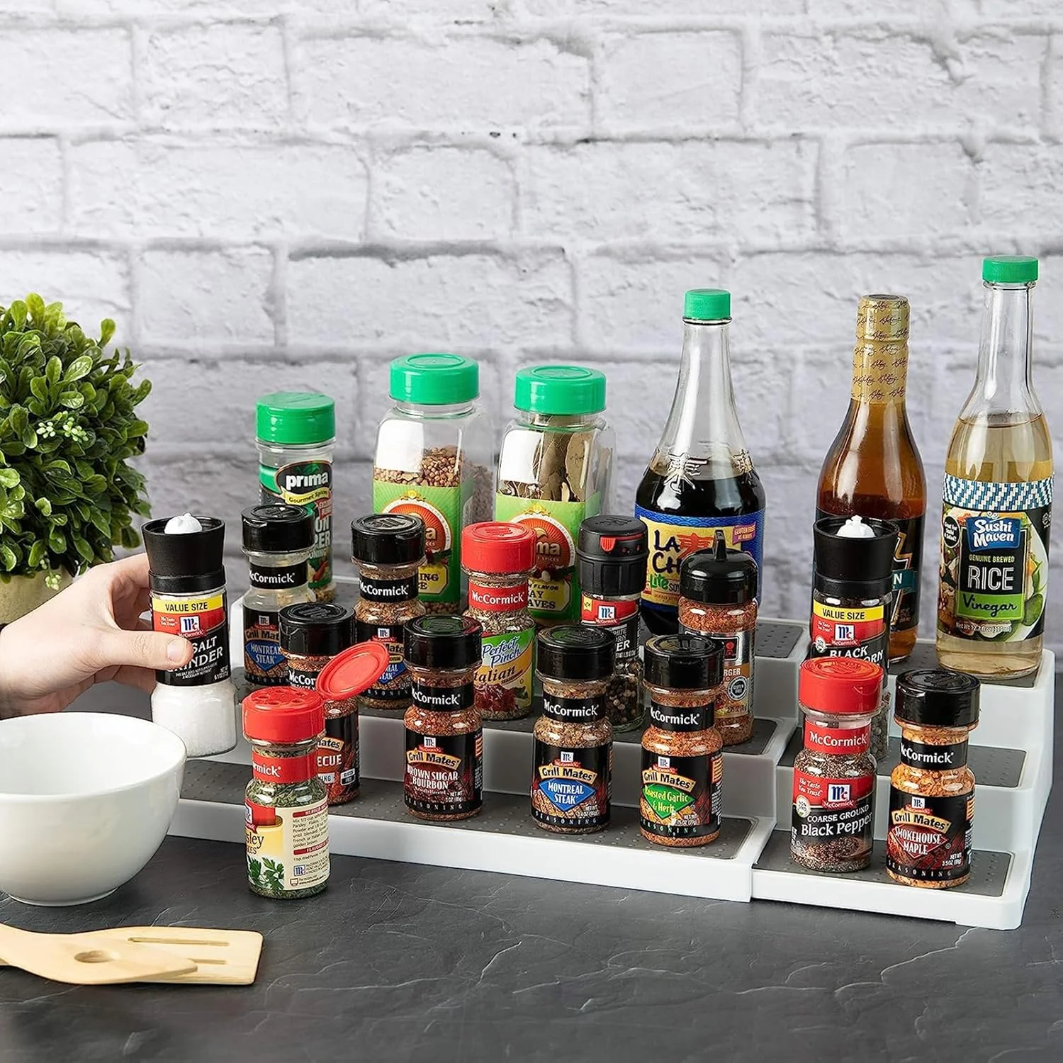 ارگانایزر ادویه آکریلیک 3 طبقه قابل گسترش YHOME، طراحی مدرن، ضد لغزش، مناسب آشپزخانه، انبار، کابینت