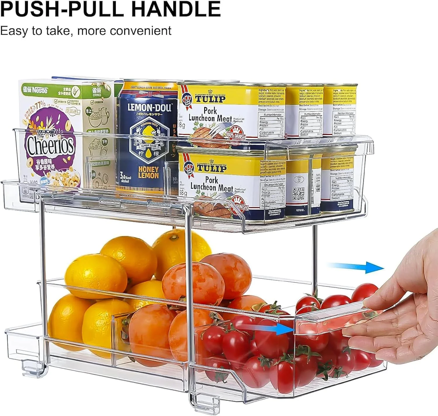 بسته 2 عددی سازمان دهنده های کشویی، سازمان دهنده کابینت 2 طبقه چند منظوره با جداکننده، سازمان دهنده و محل نگهداری زیر سینک برای حمام و آشپزخانه، انبار، آرایش، سازمان دهنده های زیر کابینت