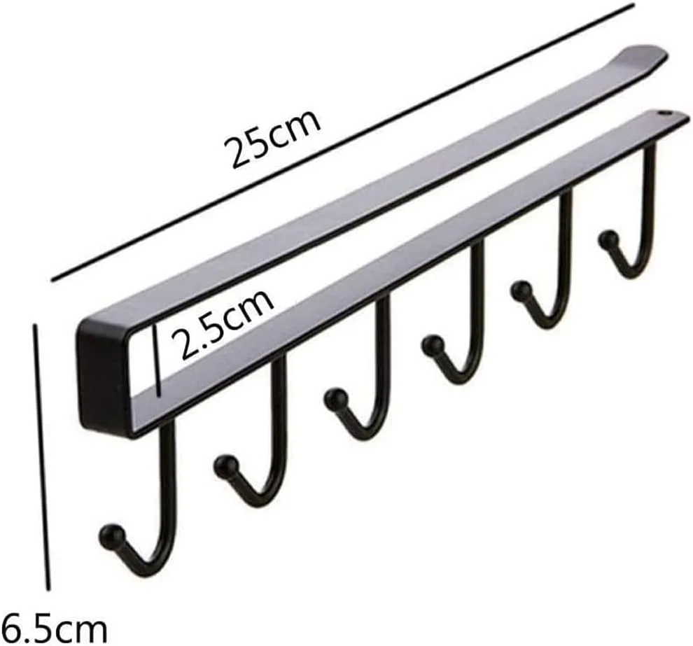 نگهدارنده فنجان نیگانملوز 2 عددی زیر کابینت، آویز نگهدارنده فنجان قهوه چند منظوره بدون نیاز به سوراخکاری برای فنجان ها/لوازم آشپزخانه/کمربند کراوات/شال/قفسه آویز کلیدها (مشکی)