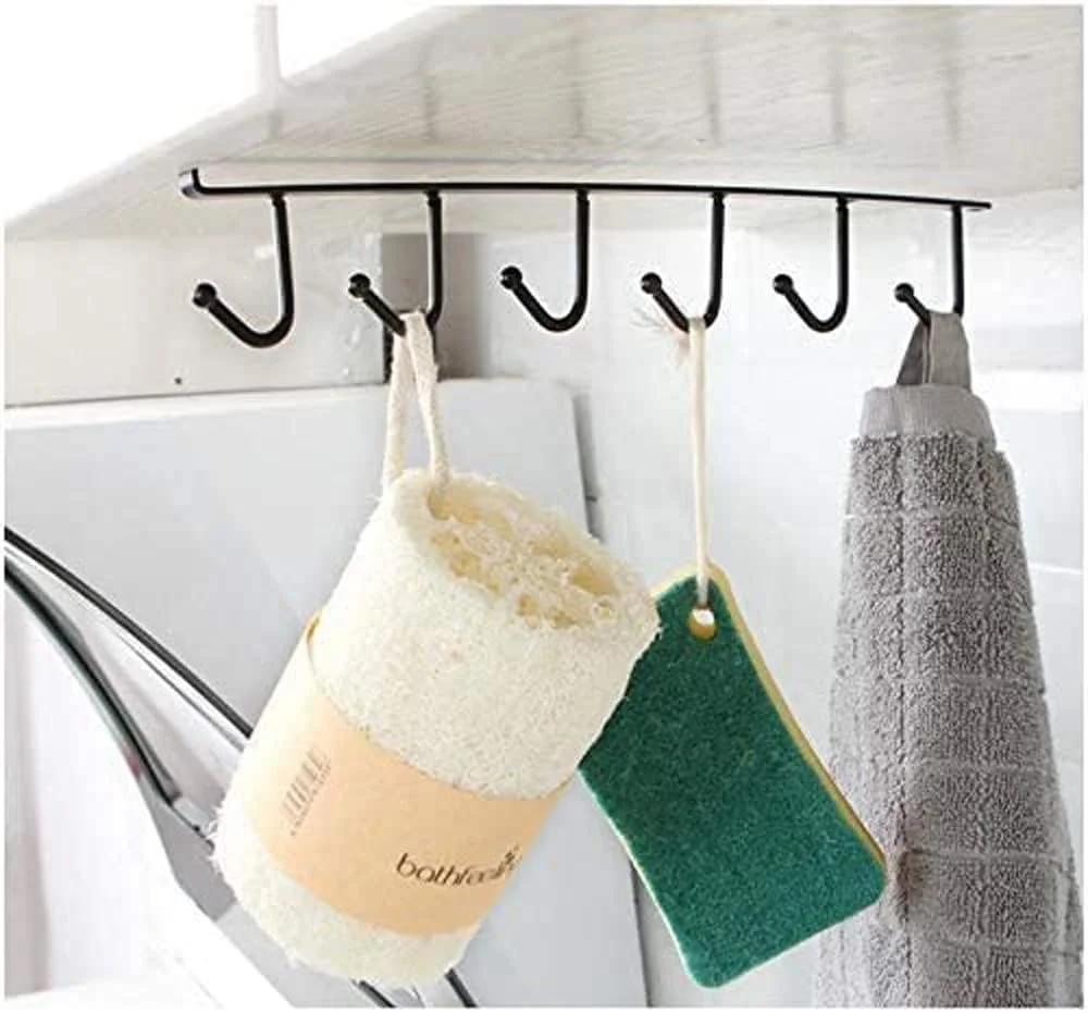 نگهدارنده فنجان نیگانملوز 2 عددی زیر کابینت، آویز نگهدارنده فنجان قهوه چند منظوره بدون نیاز به سوراخکاری برای فنجان ها/لوازم آشپزخانه/کمربند کراوات/شال/قفسه آویز کلیدها (مشکی)