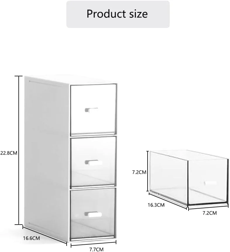 ارگانایزر آشپزخانه XongSyue با 3 کشو، جعبه های نگهداری چای، جعبه پلاستیکی، جعبه چای قابل چیدن، کشوهای شفاف، ارگانایزر لوازم آرایش، قفسه های نگهداری برای قهوه، چای، بسته های شکر