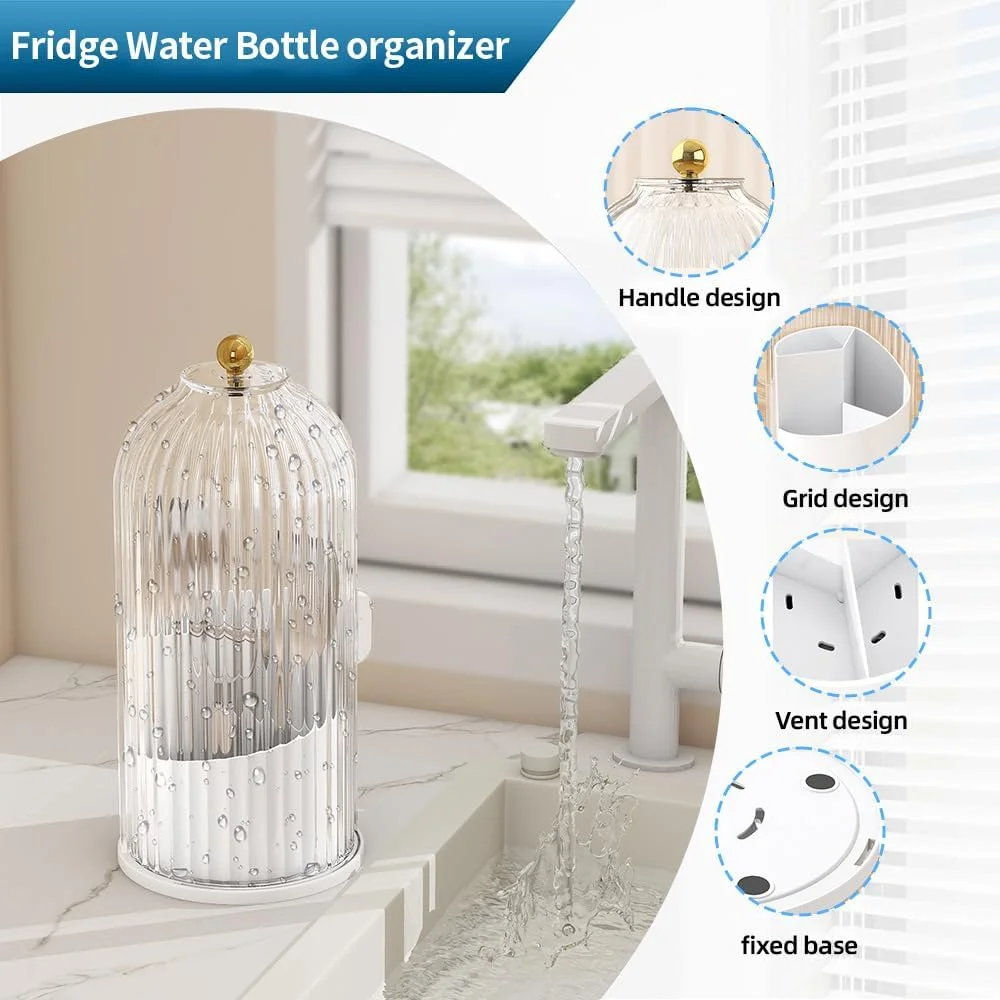 جا قاشقی چرخشی با درب، سازمان دهنده پلاستیکی کارد و چنگال برای کابینت آشپزخانه یا انبار - سبد سازمان دهنده برای چنگال، چاقو و قاشق. با درب. سفید