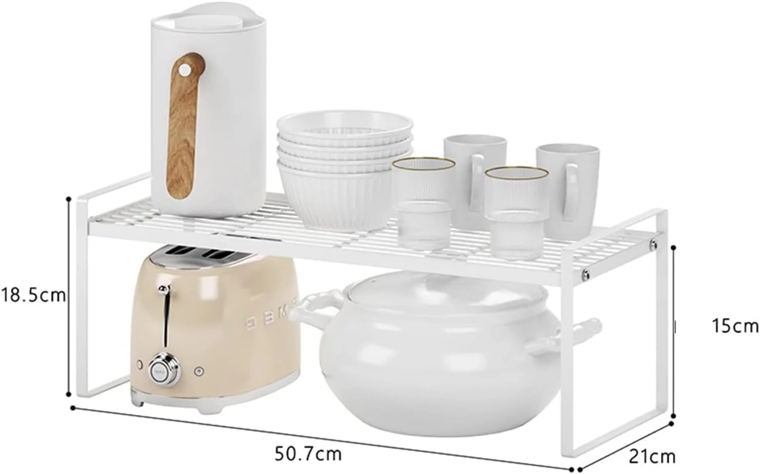 قفسه فلزی نظم دهنده کابینت MostNow، نظم دهنده چند لایه و صرفه جویی در فضا، قفسه قابلمه، زیر سینک، برای لوازم و ظروف آشپزخانه منزل (51 سانتی متر)