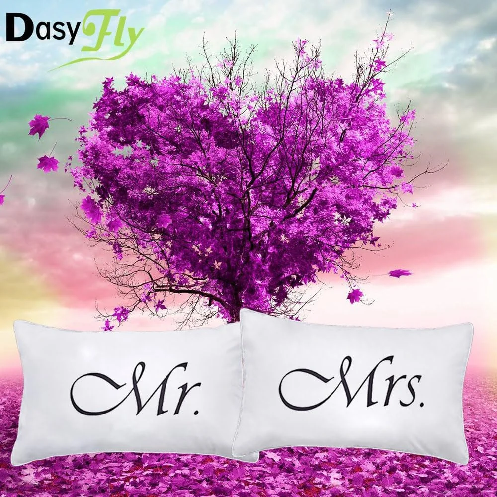 روبالشی های طرح آقا و خانم DasyFly، ست دو عددی، روبالشی های زوجین، هدیه ای رمانتیک برای سالگرد، نامزدی، کریسمس، عروسی، هدیه ای برای زوج ها، ایده هایی برای هدیه عروس