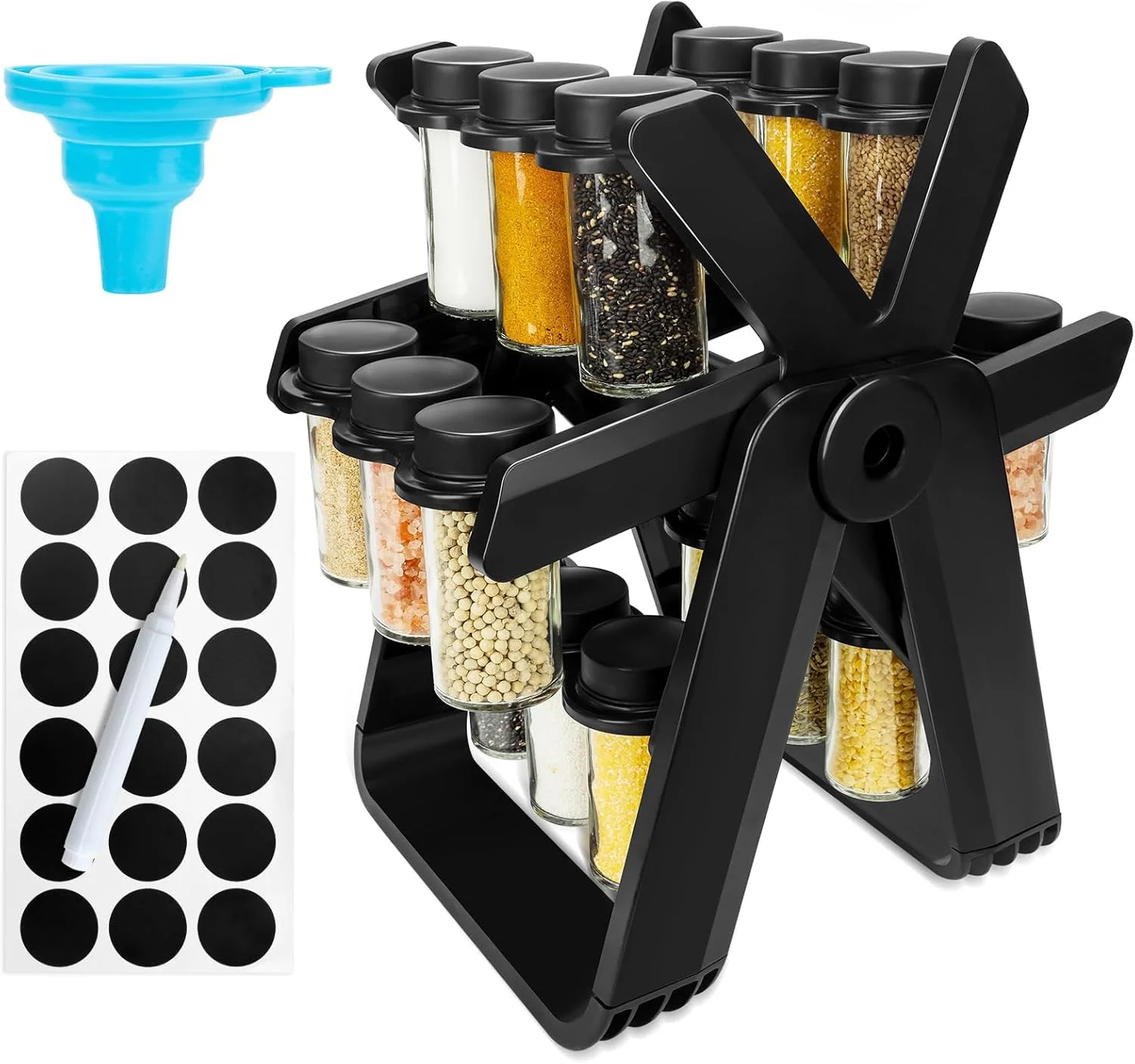 جای ادویه چرخشی TERRIFI، سازمان دهنده جای ادویه، جای ادویه گردان، جای ادویه برای روی میز با برچسب های قابل استفاده مجدد، سازمان دهنده برج گردان استیل ضد زنگ برای نگهداری در آشپزخانه جای ادویه چرخشی TERRIFI، سازمان دهنده جای ادویه، جای ادویه گردان، جای ادویه برای روی میز با برچسب های قابل استفاده مجدد، سازمان دهنده برج گردان استیل ضد زنگ برای نگهداری در آشپزخانه