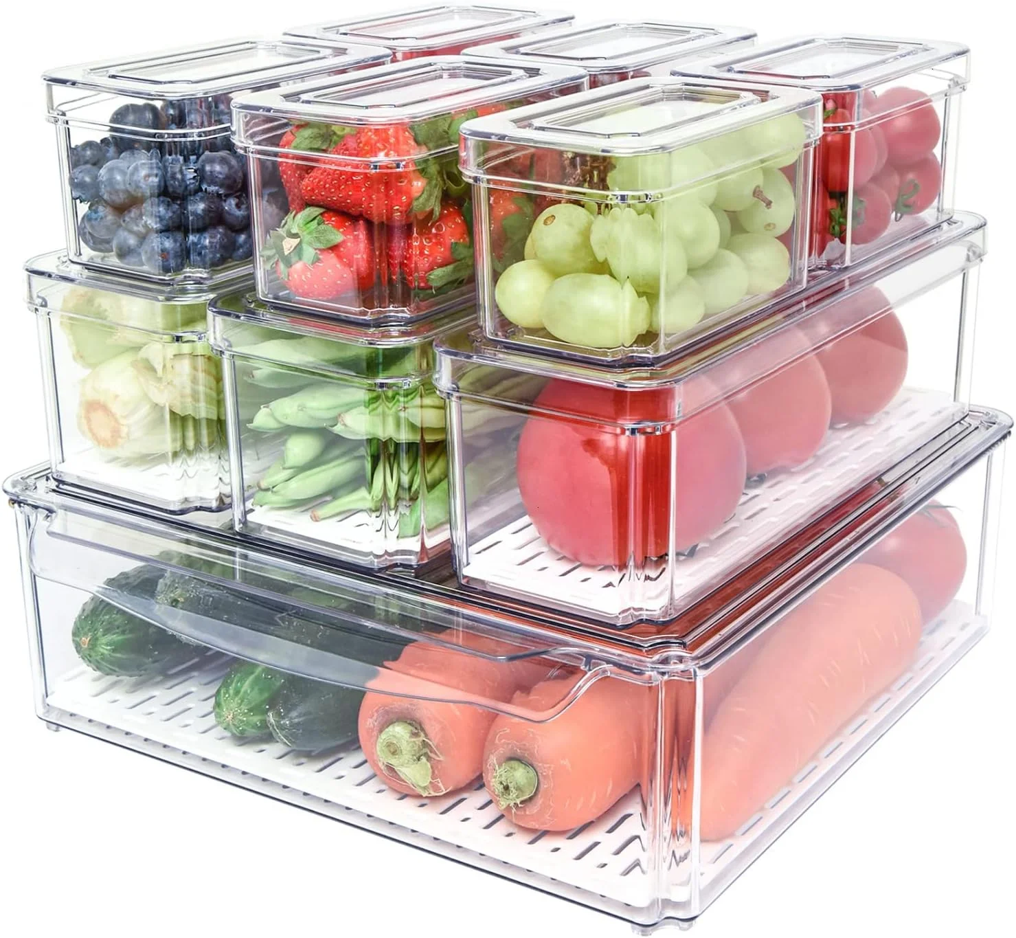 Pomeat 10 Pack Fridge Organizer, Stackable Refrigerator Organizer Bins with Lids, BPA-Free Produce Fruit Storage Containers for Fridge Organizers and Storage Clear for Food, Drinks, Vegetable Storage Pomeat 10 Pack Fridge Organizer, Stackable Refrigerator Organizer Bins with Lids, BPA-Free Produce Fruit Storage Containers for Fridge Organizers and Storage Clear for Food, Drinks, Vegetable Storage