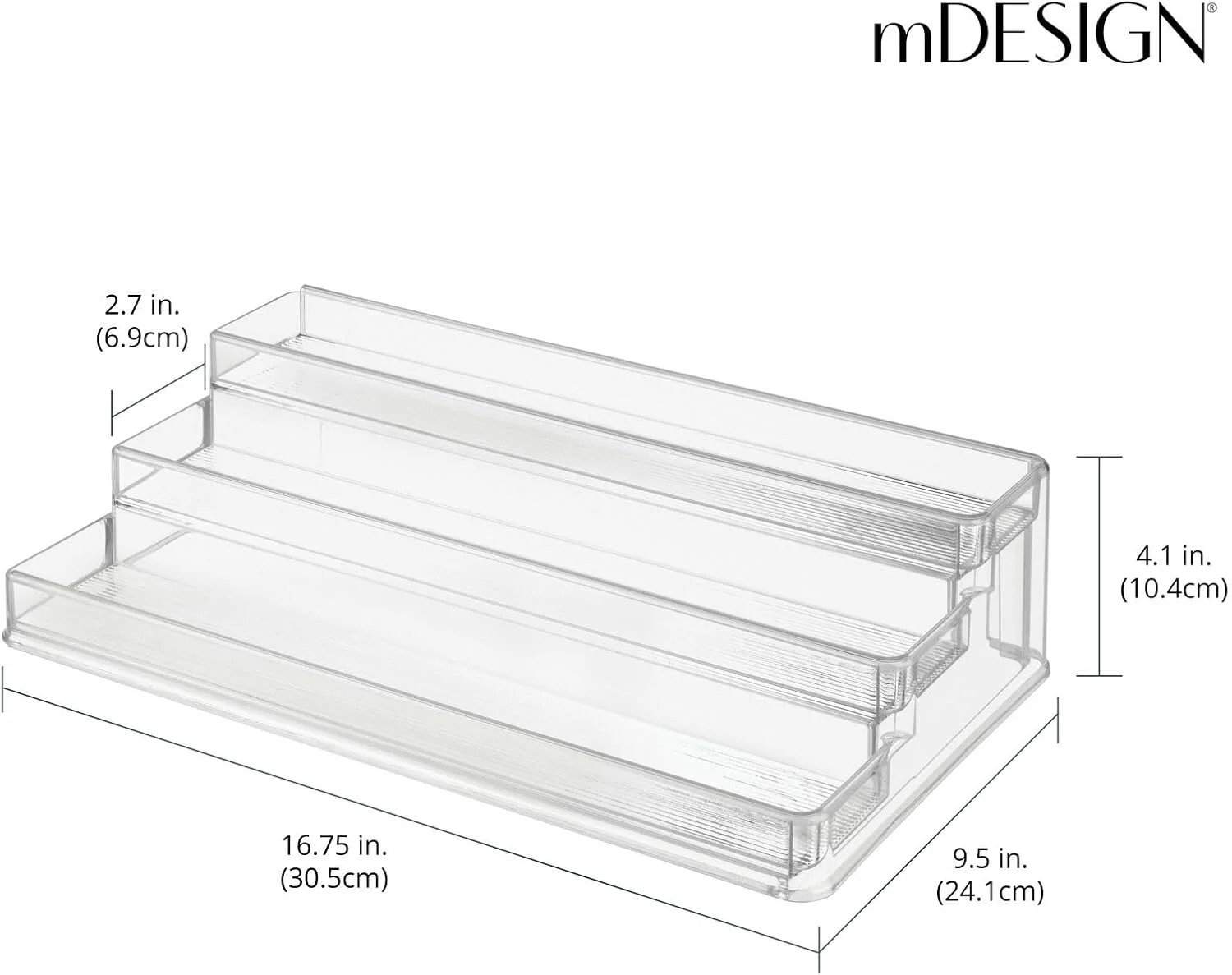 mDesign Plastic Shelf Adjustable & Expandable Spice Rack Organizer With 3 Tiers Of Storage For Kitchen, Cabinet, Pantry Organization - Holds Spice Bottles, Seasonings - Ligne Collection - Clear mDesign Plastic Shelf Adjustable & Expandable Spice Rack Organizer With 3 Tiers Of Storage For Kitchen, Cabinet, Pantry Organization - Holds Spice Bottles, Seasonings - Ligne Collection - Clear