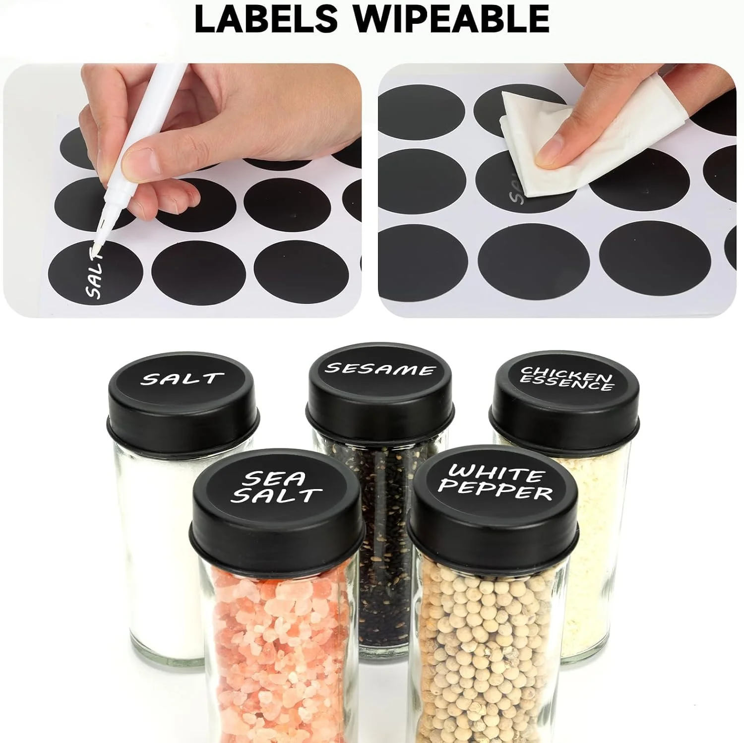 جای ادویه چرخشی TERRIFI، سازمان دهنده جای ادویه، جای ادویه گردان، جای ادویه برای روی میز با برچسب های قابل استفاده مجدد، سازمان دهنده برج گردان استیل ضد زنگ برای نگهداری در آشپزخانه