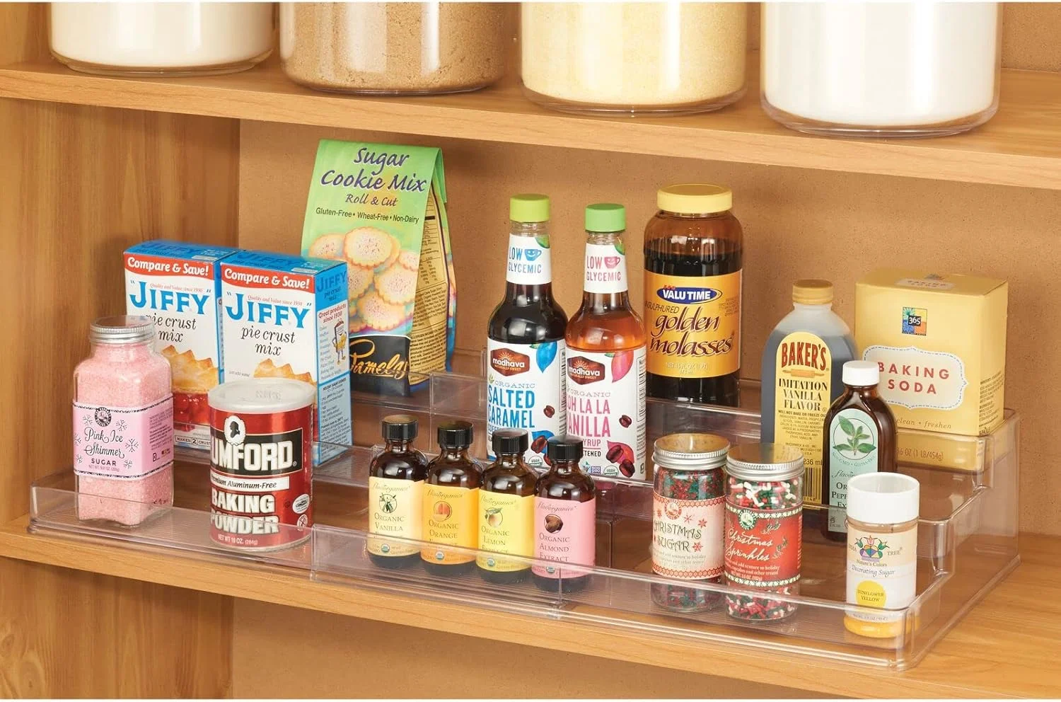 mDesign Plastic Shelf Adjustable & Expandable Spice Rack Organizer With 3 Tiers Of Storage For Kitchen, Cabinet, Pantry Organization - Holds Spice Bottles, Seasonings - Ligne Collection - Clear mDesign Plastic Shelf Adjustable & Expandable Spice Rack Organizer With 3 Tiers Of Storage For Kitchen, Cabinet, Pantry Organization - Holds Spice Bottles, Seasonings - Ligne Collection - Clear