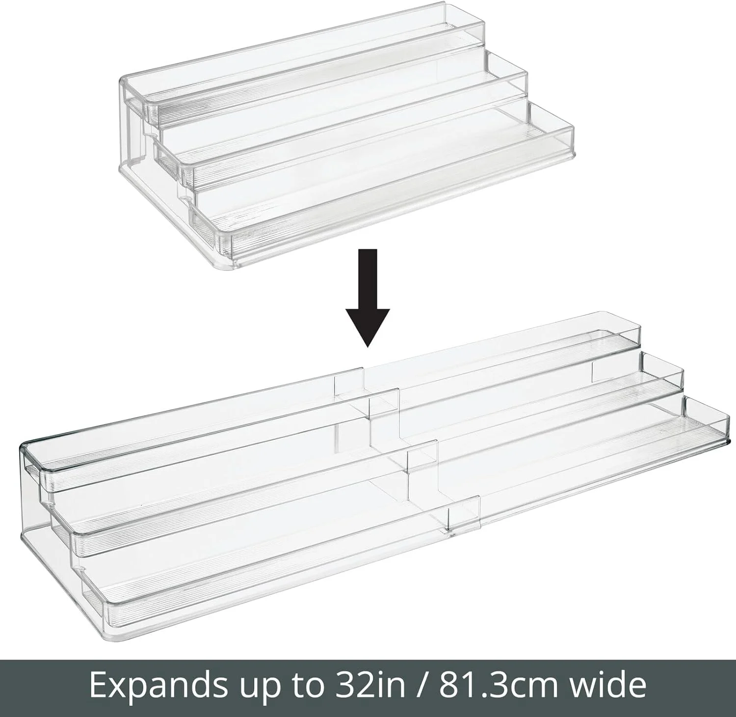 mDesign Plastic Shelf Adjustable & Expandable Spice Rack Organizer With 3 Tiers Of Storage For Kitchen, Cabinet, Pantry Organization - Holds Spice Bottles, Seasonings - Ligne Collection - Clear mDesign Plastic Shelf Adjustable & Expandable Spice Rack Organizer With 3 Tiers Of Storage For Kitchen, Cabinet, Pantry Organization - Holds Spice Bottles, Seasonings - Ligne Collection - Clear