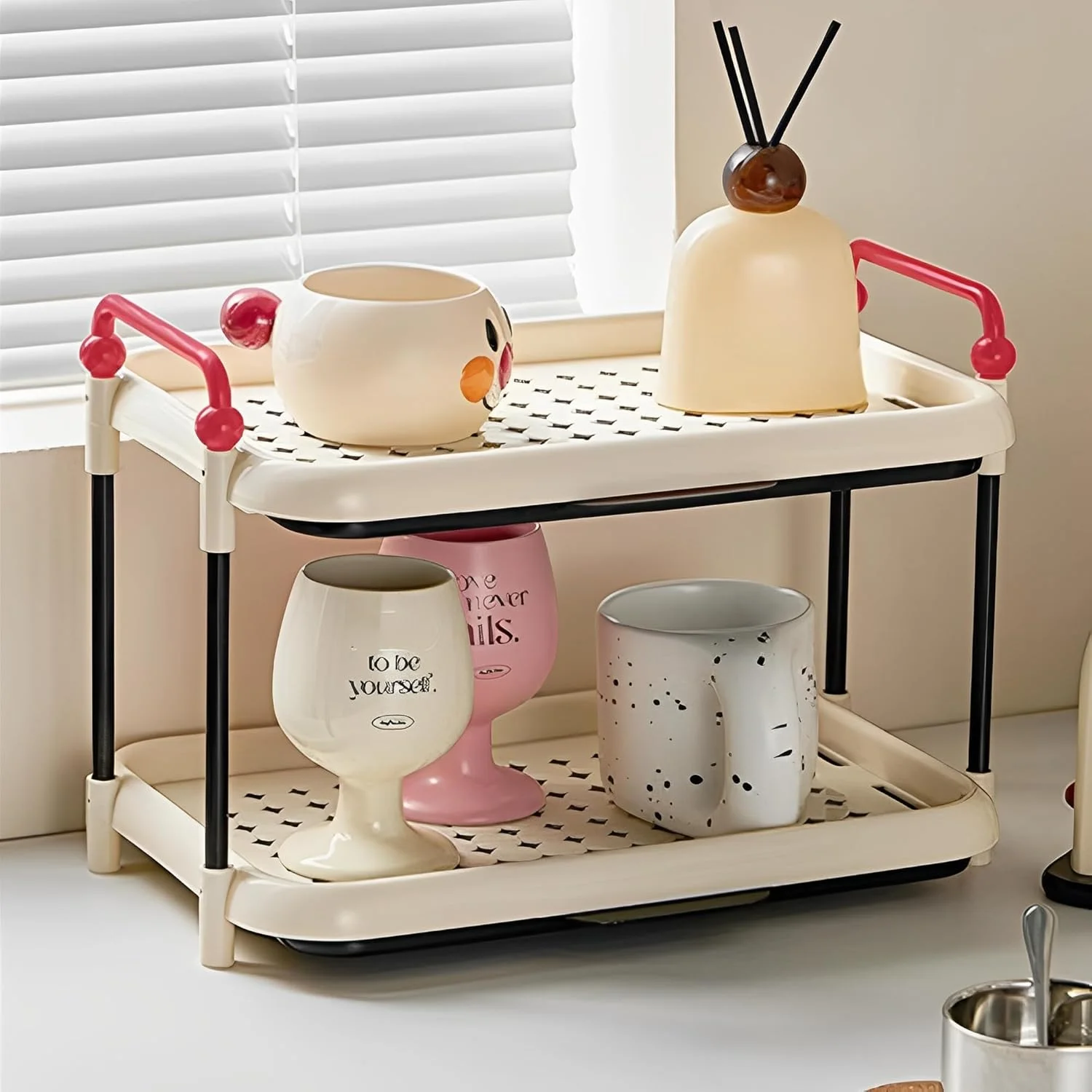 آبچکان دو طبقه لیوان Beauenty، جا لیوانی رومیزی، قفسه ذخیره سازی چند منظوره با سینی تخلیه کشویی - ایده آل برای فنجان قهوه، لیوان، لیوان شیشه ای، شیشه شیر کودک، ظروف | سازمان دهنده آشپزخانه صرفه جویی در فضا آبچکان دو طبقه لیوان Beauenty، جا لیوانی رومیزی، قفسه ذخیره سازی چند منظوره با سینی تخلیه کشویی - ایده آل برای فنجان قهوه، لیوان، لیوان شیشه ای، شیشه شیر کودک، ظروف | سازمان دهنده آشپزخانه صرفه جویی در فضا