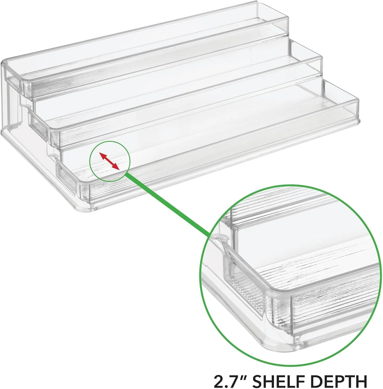 mDesign Plastic Shelf Adjustable & Expandable Spice Rack Organizer With 3 Tiers Of Storage For Kitchen, Cabinet, Pantry Organization - Holds Spice Bottles, Seasonings - Ligne Collection - Clear mDesign Plastic Shelf Adjustable & Expandable Spice Rack Organizer With 3 Tiers Of Storage For Kitchen, Cabinet, Pantry Organization - Holds Spice Bottles, Seasonings - Ligne Collection - Clear