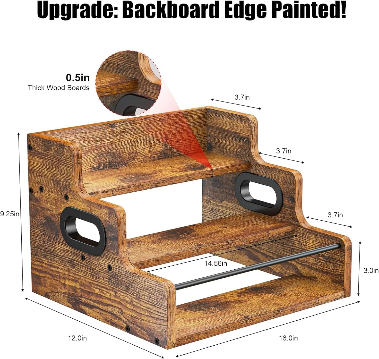 قفسه نمایش بطری مشروب، سازمان دهنده قفسه شربت قهوه، قفسه شراب رومیزی 3 مرحله ای، قفسه ادویه چوبی طرح قدیمی، قفسه های بار با نرده مناسب برای 12 بطری، پایه نگهدارنده برای آشپزخانه منزل، قهوه ای، 40x30x23 سانتی متر