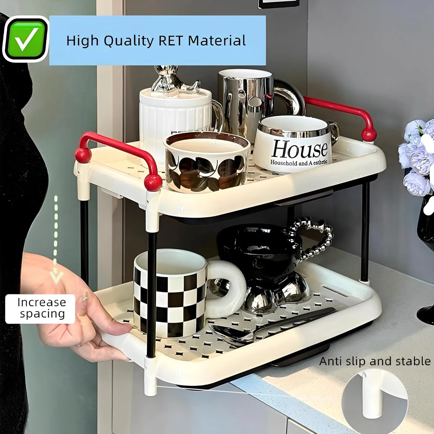 آبچکان دو طبقه لیوان Beauenty، جا لیوانی رومیزی، قفسه ذخیره سازی چند منظوره با سینی تخلیه کشویی - ایده آل برای فنجان قهوه، لیوان، لیوان شیشه ای، شیشه شیر کودک، ظروف | سازمان دهنده آشپزخانه صرفه جویی در فضا آبچکان دو طبقه لیوان Beauenty، جا لیوانی رومیزی، قفسه ذخیره سازی چند منظوره با سینی تخلیه کشویی - ایده آل برای فنجان قهوه، لیوان، لیوان شیشه ای، شیشه شیر کودک، ظروف | سازمان دهنده آشپزخانه صرفه جویی در فضا