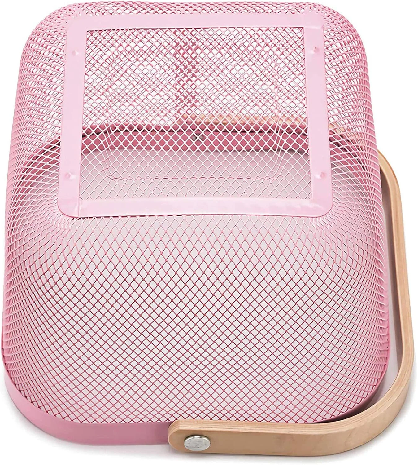 سبد فلزی توری استیل AJIODA، سبد نظم دهنده چند منظوره آویز آشپزخانه، سبد میوه با دسته بامبو برای دکور آشپزخانه حمام پیک نیک کابینت منزل، صورتی سبد فلزی توری استیل AJIODA، سبد نظم دهنده چند منظوره آویز آشپزخانه، سبد میوه با دسته بامبو برای دکور آشپزخانه حمام پیک نیک کابینت منزل، صورتی