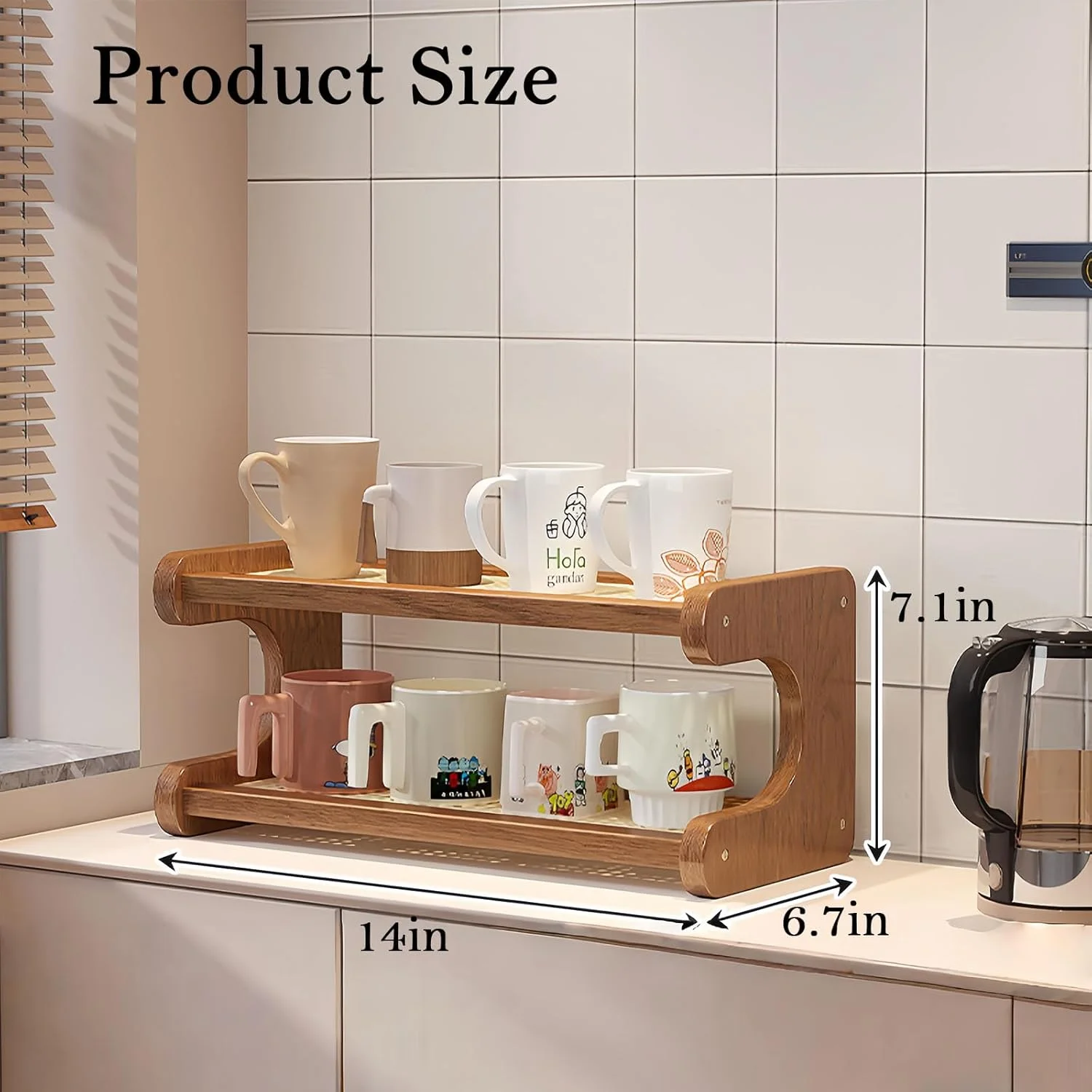 استند سازمان دهنده قهوه، نگهدارنده لیوان برای کابینت روی میز، استند ماچا قفسه نگهداری لوازم جانبی چای، سازمان دهنده شربت قهوه، قفسه نمایش فنجان، چوبی روستایی و پلاستیکی حصیری استند سازمان دهنده قهوه، نگهدارنده لیوان برای کابینت روی میز، استند ماچا قفسه نگهداری لوازم جانبی چای، سازمان دهنده شربت قهوه، قفسه نمایش فنجان، چوبی روستایی و پلاستیکی حصیری