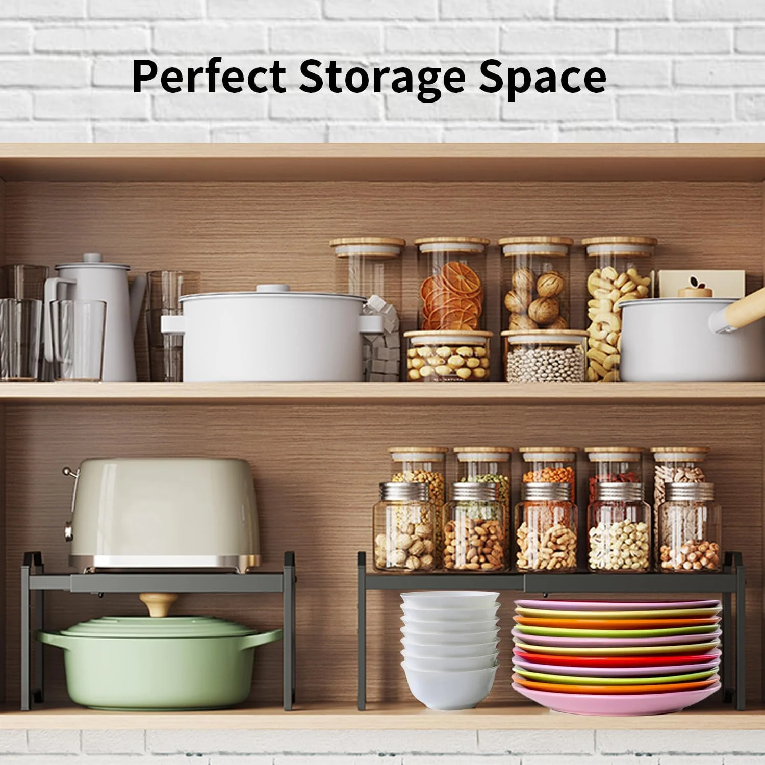 بسته 2 عددی قفسه های قابل گسترش کابینت Masroo، سازمان دهنده قفسه های قابل انباشت برای نگهداری روی کابینت آشپزخانه، قفسه ایستاده قابل تنظیم برای کابینت و انبار بسته 2 عددی قفسه های قابل گسترش کابینت Masroo، سازمان دهنده قفسه های قابل انباشت برای نگهداری روی کابینت آشپزخانه، قفسه ایستاده قابل تنظیم برای کابینت و انبار