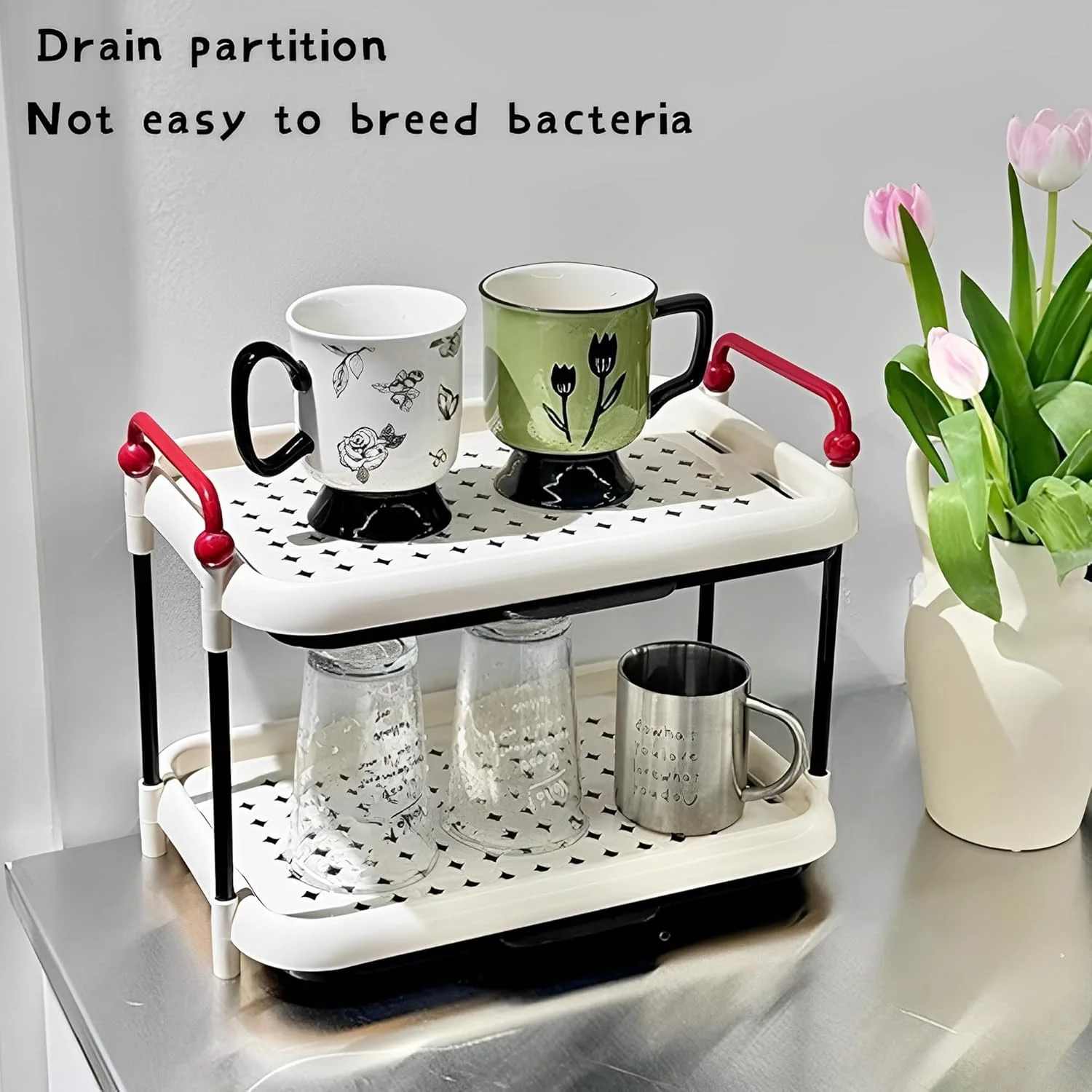 آبچکان دو طبقه لیوان Beauenty، جا لیوانی رومیزی، قفسه ذخیره سازی چند منظوره با سینی تخلیه کشویی - ایده آل برای فنجان قهوه، لیوان، لیوان شیشه ای، شیشه شیر کودک، ظروف | سازمان دهنده آشپزخانه صرفه جویی در فضا آبچکان دو طبقه لیوان Beauenty، جا لیوانی رومیزی، قفسه ذخیره سازی چند منظوره با سینی تخلیه کشویی - ایده آل برای فنجان قهوه، لیوان، لیوان شیشه ای، شیشه شیر کودک، ظروف | سازمان دهنده آشپزخانه صرفه جویی در فضا