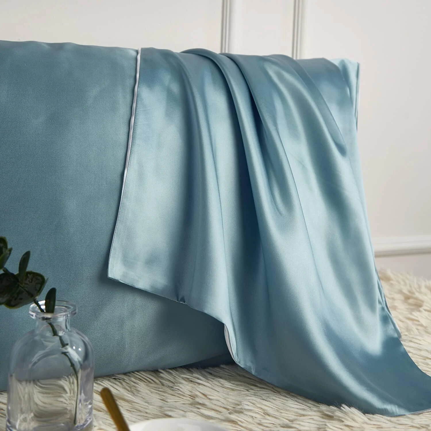 روبالشتی ابریشم خالص توت DISANGNI، مناسب برای مو و پوست، مدل پاکتی، یک طرف ابریشم و طرف دیگر تنسل، تراکم 600، 1 عدد (آبی خاکستری، سایز Queen (50x75cm)) روبالشتی ابریشم خالص توت DISANGNI، مناسب برای مو و پوست، مدل پاکتی، یک طرف ابریشم و طرف دیگر تنسل، تراکم 600، 1 عدد (آبی خاکستری، سایز Queen (50x75cm))
