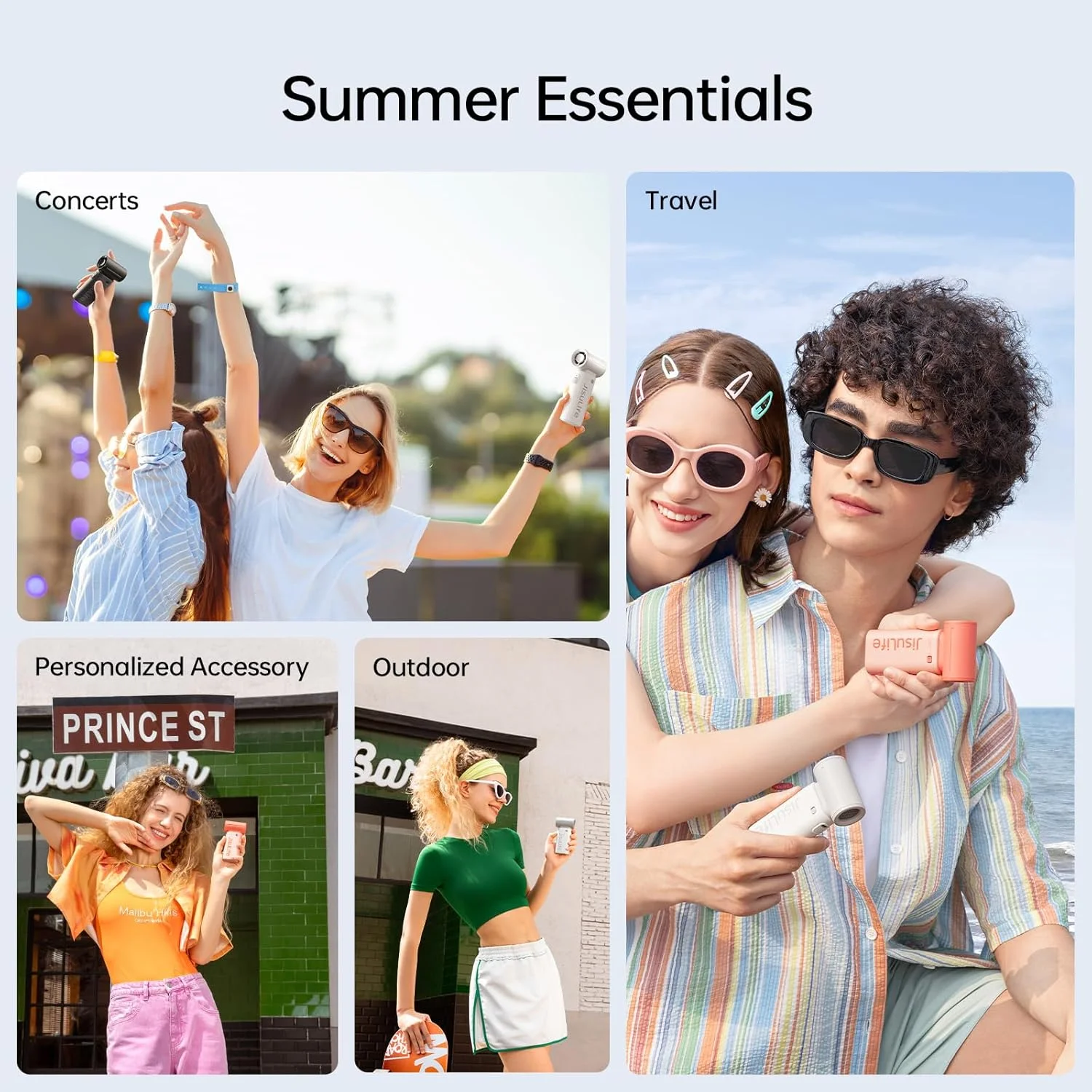 پنکه دستی توربو JISULIFE - پنکه جیبی فوق العاده قدرتمند، طراحی شیک و منحصر به فرد، پنکه دستی کوچک با 5 سرعت، بند، پنکه قابل حمل USB قابل شارژ برای مسافرت، زنان، مردان، تغییر دهنده بازی پنکه مینی - صورتی