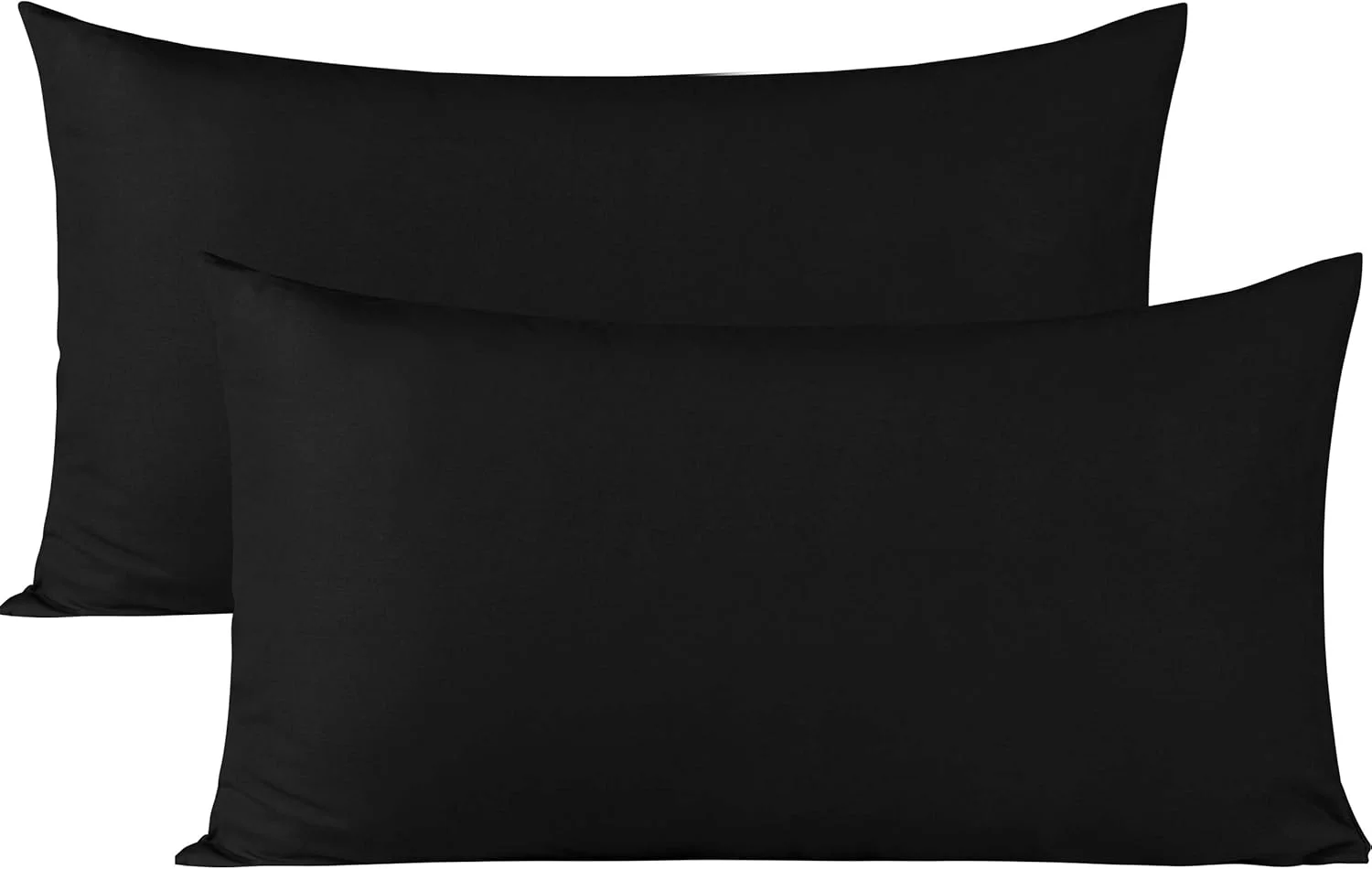 BEDSUM روکش بالش میکروفایبر کینگ، ست 2 عددی، نرم و مقاوم در برابر چروک و با نگهداری آسان، دارای بست پاکتی مناسب کودکان، 50x91 سانتی متر، مشکی