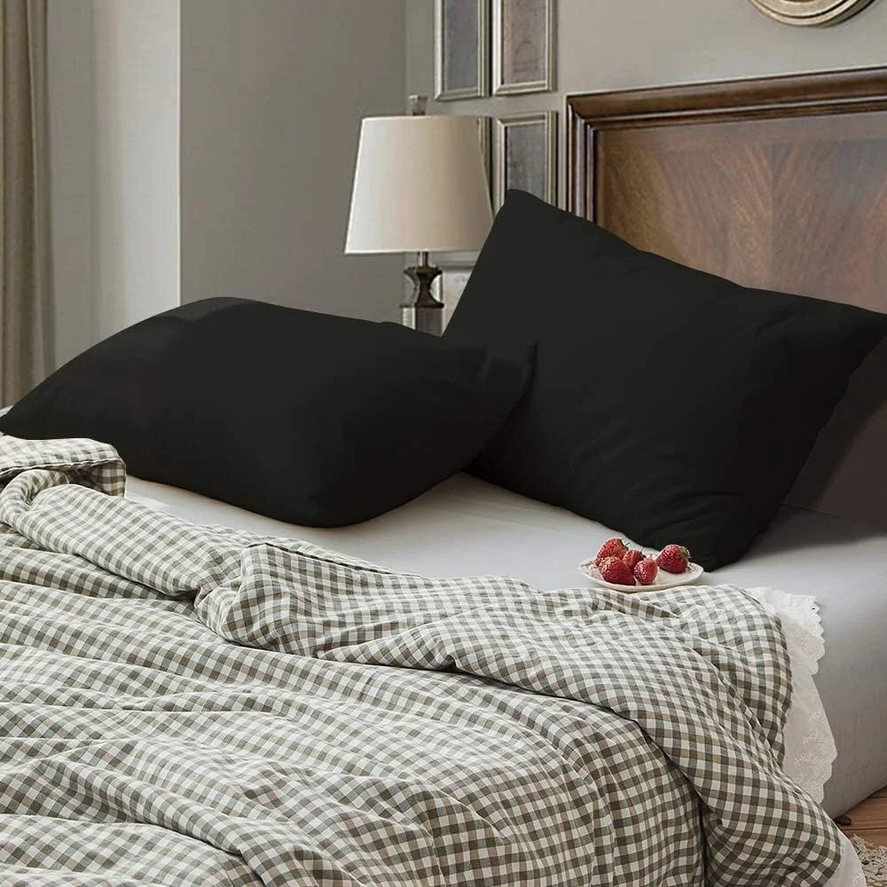 BEDSUM روکش بالش میکروفایبر کینگ، ست 2 عددی، نرم و مقاوم در برابر چروک و با نگهداری آسان، دارای بست پاکتی مناسب کودکان، 50x91 سانتی متر، مشکی BEDSUM روکش بالش میکروفایبر کینگ، ست 2 عددی، نرم و مقاوم در برابر چروک و با نگهداری آسان، دارای بست پاکتی مناسب کودکان، 50x91 سانتی متر، مشکی