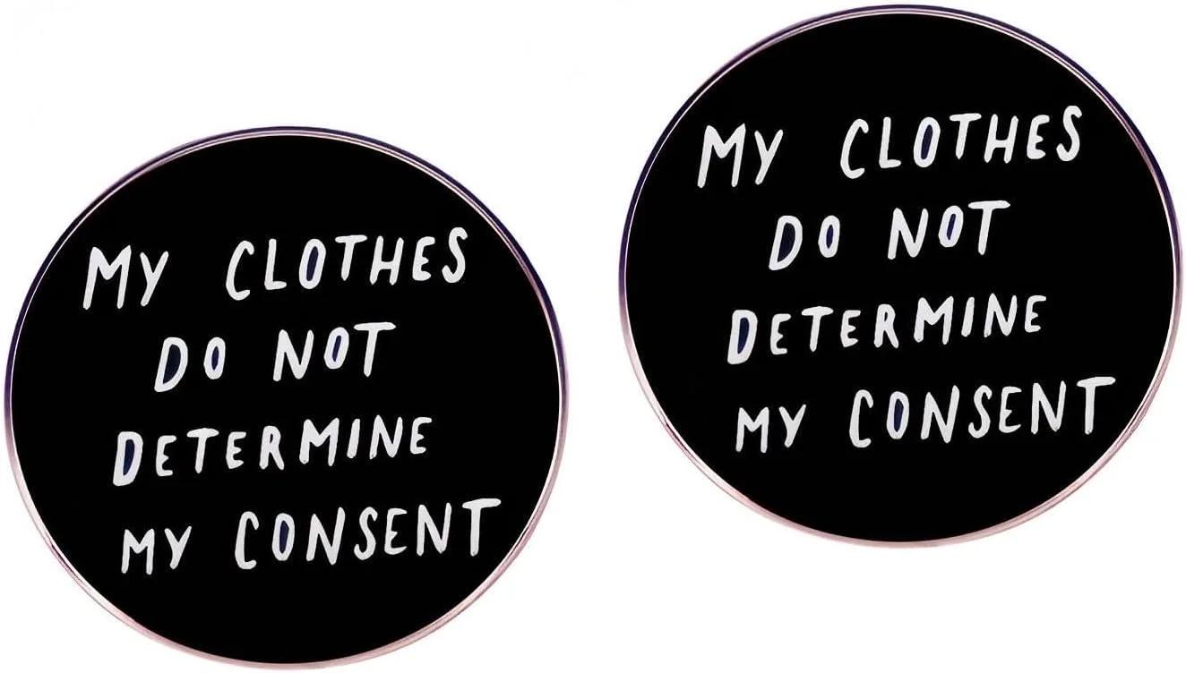 پیکسل فلزی مدل MY CLOTHES DO NOT DETERMINE MY CONSENT بسته ۲ عددی