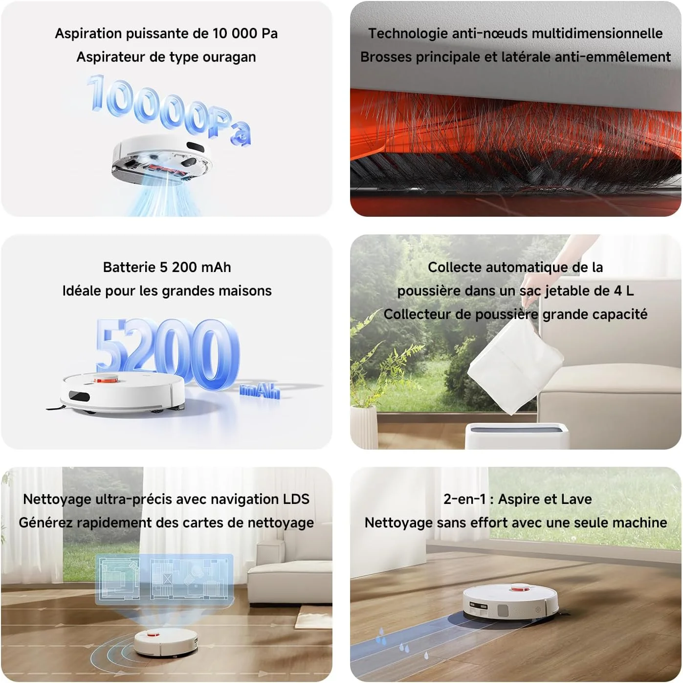 جاروبرقی رباتیک شیائومی مدل H40، قدرت مکش 10000Pa، مسیریابی LDS، نقشه برداری هوشمند، برس ضد گره خوردگی، تخلیه خودکار، تا 180 دقیقه کارکرد، سازگار با کنترل صوتی و خانگی. جاروبرقی رباتیک شیائومی مدل H40، قدرت مکش 10000Pa، مسیریابی LDS، نقشه برداری هوشمند، برس ضد گره خوردگی، تخلیه خودکار، تا 180 دقیقه کارکرد، سازگار با کنترل صوتی و خانگی.