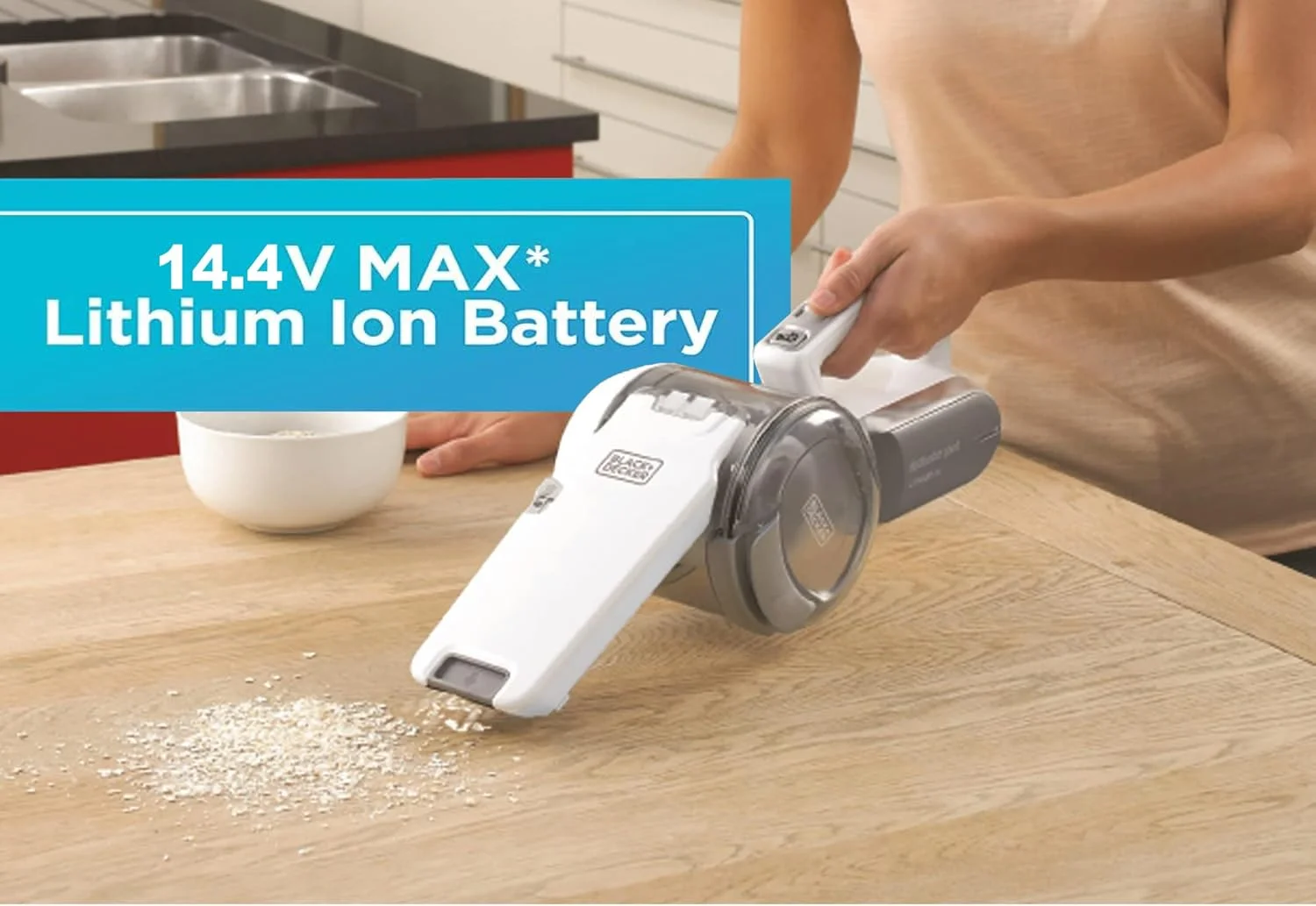 جاروبرقی دستی شارژی BLACK+DECKER، 14.4 ولت 1.5 آمپر ساعت لیتیوم-یون، 27.5 وات هوا، نازل چرخشی، جاروبرقی شارژی جمع و جور، ایده آل برای خانه و ماشین، ذخیره سازی آسان، شامپاین/سفید - PV1420L-B5 جاروبرقی دستی شارژی BLACK+DECKER، 14.4 ولت 1.5 آمپر ساعت لیتیوم-یون، 27.5 وات هوا، نازل چرخشی، جاروبرقی شارژی جمع و جور، ایده آل برای خانه و ماشین، ذخیره سازی آسان، شامپاین/سفید - PV1420L-B5