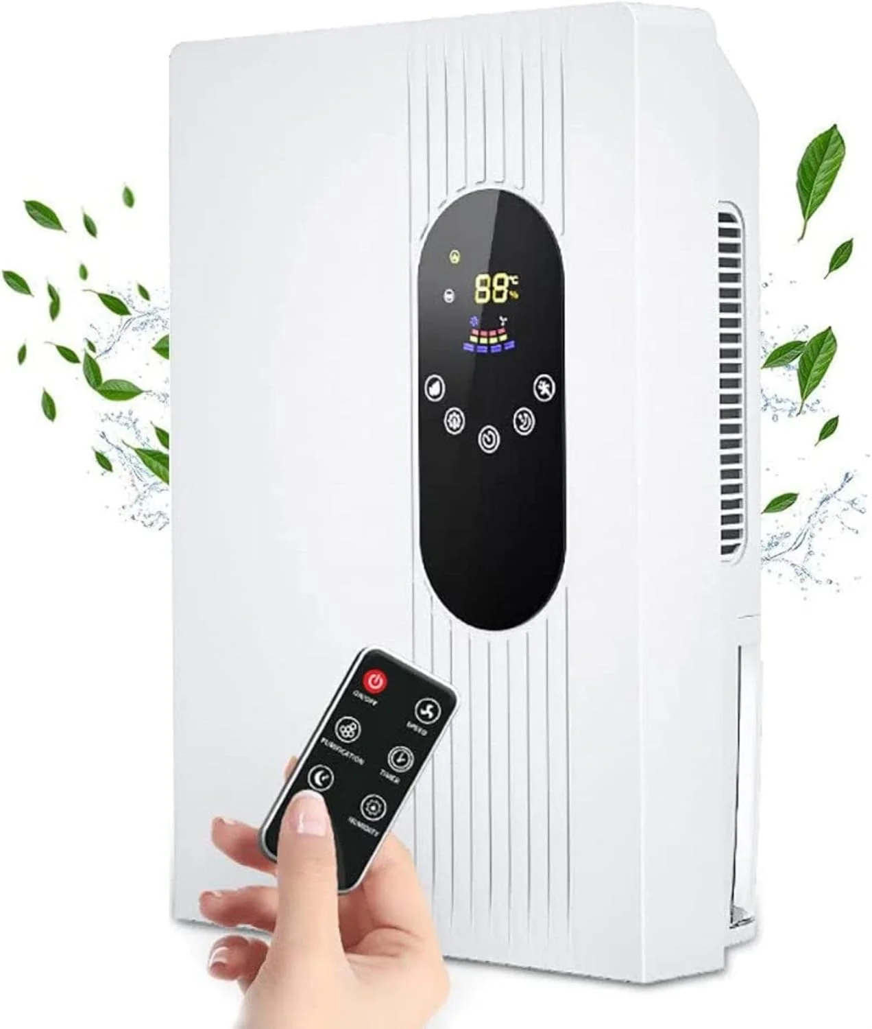 رطوبت گیر خانگی بی صدای 2.5 لیتری AADECOR، خشک کن هوا با تصفیه فوتوکاتالیست همراه با کنترل از راه دور، تایمر 24 ساعته، تنظیم رطوبت، تخلیه خودکار شلنگ خارجی، مناسب برای دفتر، آشپزخانه، خوابگاه، 22 وات