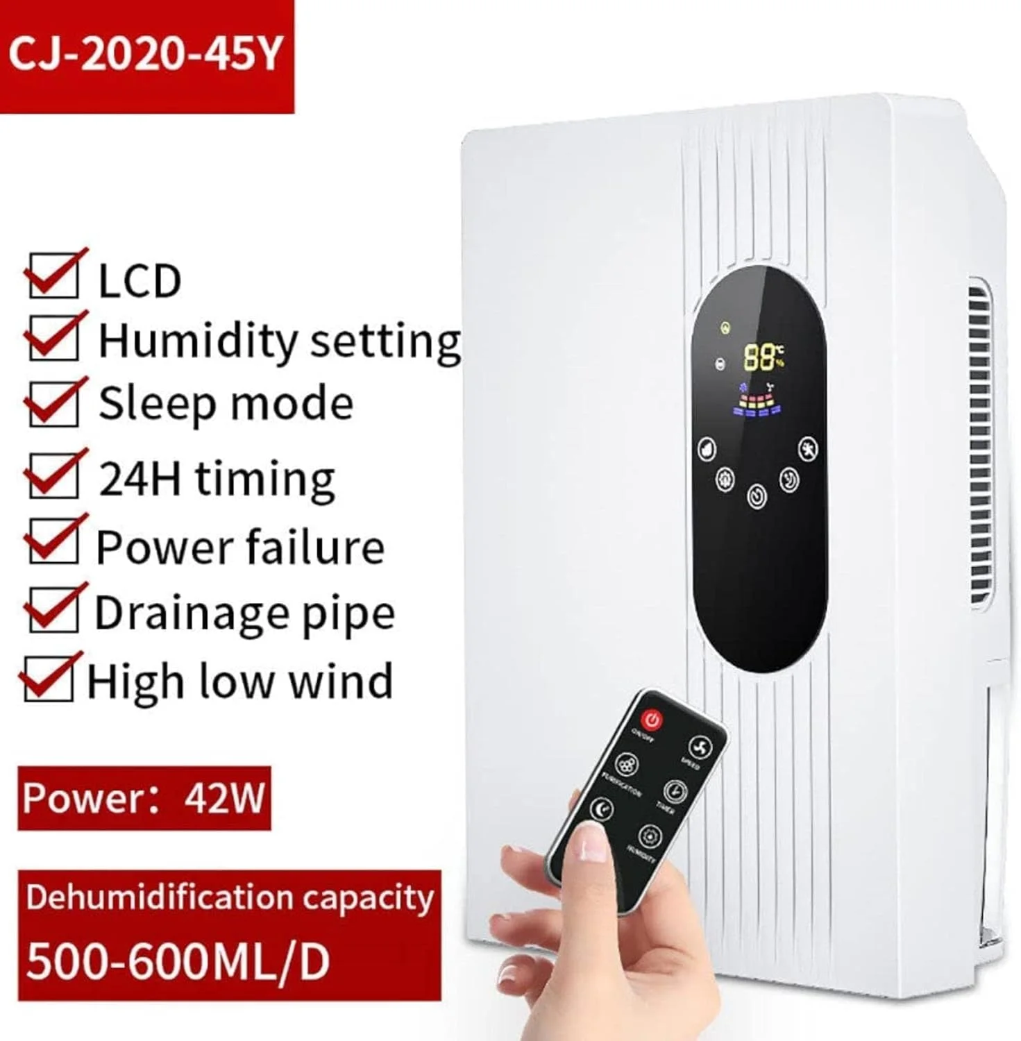 رطوبت گیر خانگی بی صدای 2.5 لیتری AADECOR، خشک کن هوا با تصفیه فوتوکاتالیست همراه با کنترل از راه دور، تایمر 24 ساعته، تنظیم رطوبت، تخلیه خودکار شلنگ خارجی، مناسب برای دفتر، آشپزخانه، خوابگاه، 22 وات رطوبت گیر خانگی بی صدای 2.5 لیتری AADECOR، خشک کن هوا با تصفیه فوتوکاتالیست همراه با کنترل از راه دور، تایمر 24 ساعته، تنظیم رطوبت، تخلیه خودکار شلنگ خارجی، مناسب برای دفتر، آشپزخانه، خوابگاه، 22 وات