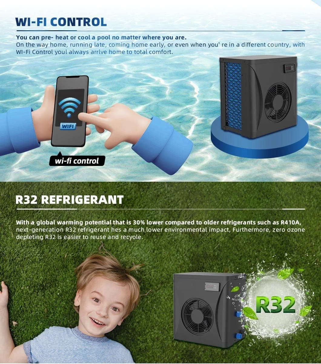 پمپ حرارتی استخر AJWYSOI، آبگرمکن برقی، ترموستات دیجیتال استخر برای استخر شنا، مناسب برای استخرهای شنای ≤15 متر مکعب پمپ حرارتی استخر AJWYSOI، آبگرمکن برقی، ترموستات دیجیتال استخر برای استخر شنا، مناسب برای استخرهای شنای ≤15 متر مکعب