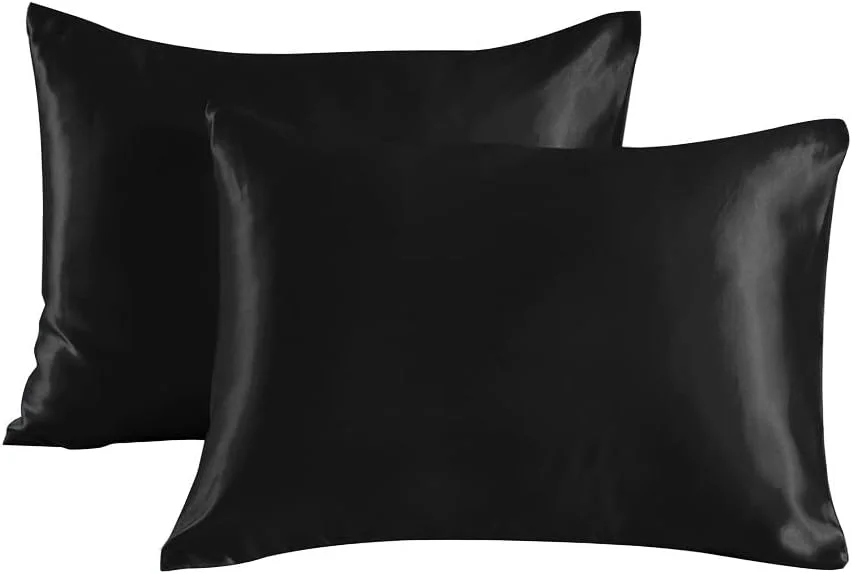 روبالشی ابریشمی مصنوعی SUXUMHAO، شب رویایی خود را با این روبالشی راحت و تنفسی آغاز کنید، 51x76 سانتی متر (مشکی)