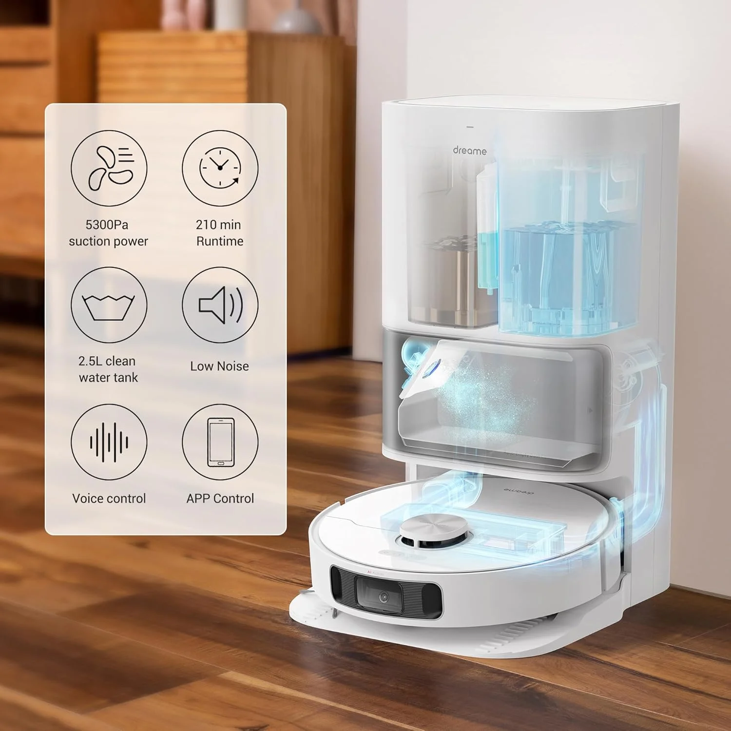 جاروبرقی رباتیک و تی شوی خودکار Dreame L10s Ultra با ایستگاه خود تمیز شونده (جمع آوری خودکار گرد و غبار)، تشخیص موانع سه بعدی، قدرت مکش 5300Pa، وای فای/برنامه/الکسا (بازسازی شده) جاروبرقی رباتیک و تی شوی خودکار Dreame L10s Ultra با ایستگاه خود تمیز شونده (جمع آوری خودکار گرد و غبار)، تشخیص موانع سه بعدی، قدرت مکش 5300Pa، وای فای/برنامه/الکسا (بازسازی شده)