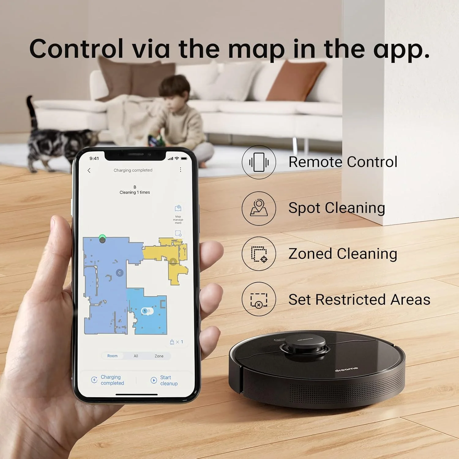 جاروبرقی رباتیک و تی شوی 2 در 1 Dreame L10 Pro، مکش قدرتمند 4000Pa، تی شوی تخت، تشخیص موانع سه بعدی، نقشه برداری چند طبقه، سطوح سخت و فرش، APP/Alexa توسط Dreame جاروبرقی رباتیک و تی شوی 2 در 1 Dreame L10 Pro، مکش قدرتمند 4000Pa، تی شوی تخت، تشخیص موانع سه بعدی، نقشه برداری چند طبقه، سطوح سخت و فرش، APP/Alexa توسط Dreame