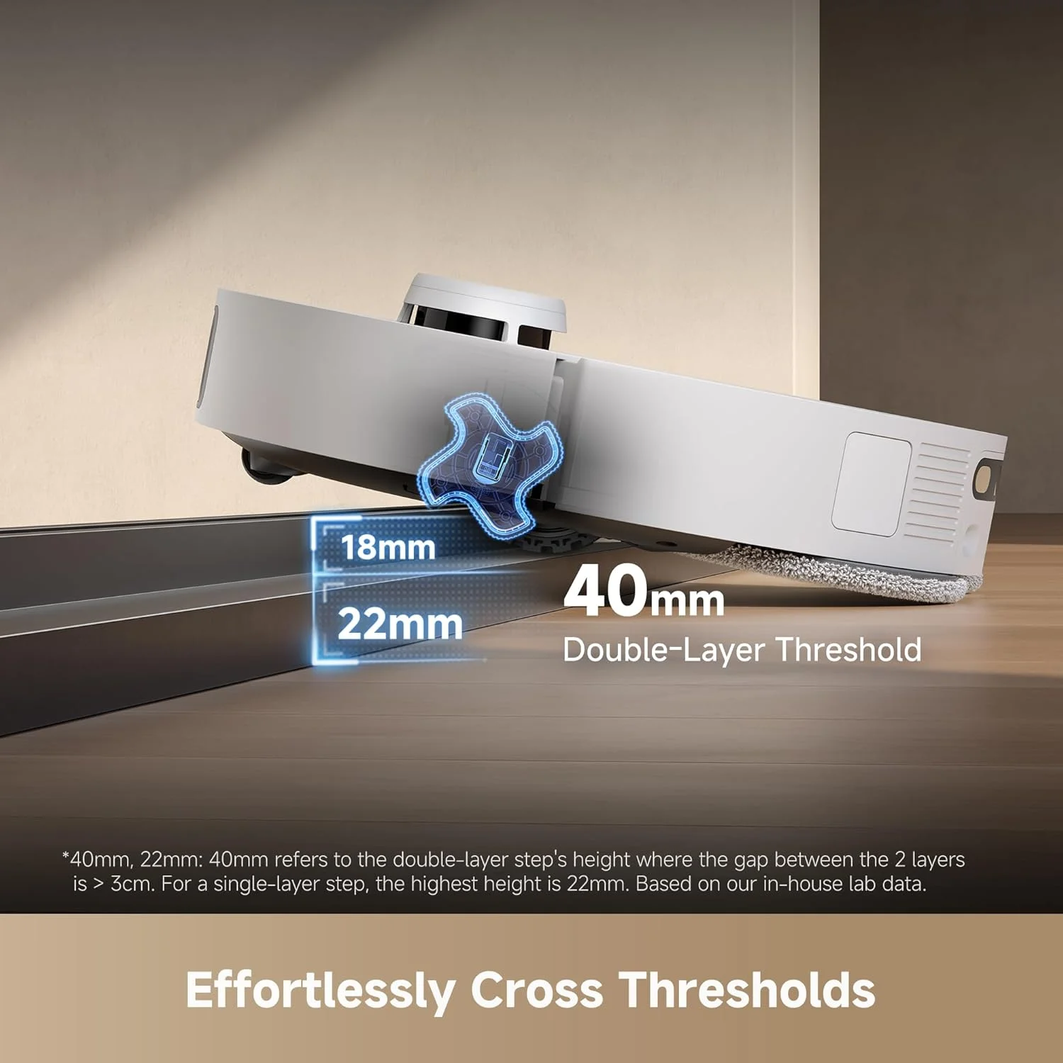جاروبرقی ربات و تی شوی Dreame L40s Pro Ultra سفید، مکش قدرتمند 19000Pa، برس های ضد گره خوردگی دوگانه، برس جانبی قابل بلند شدن، شستشوی تی با آب داغ 75 درجه سانتیگراد، عبور از موانع 4 سانتی متری