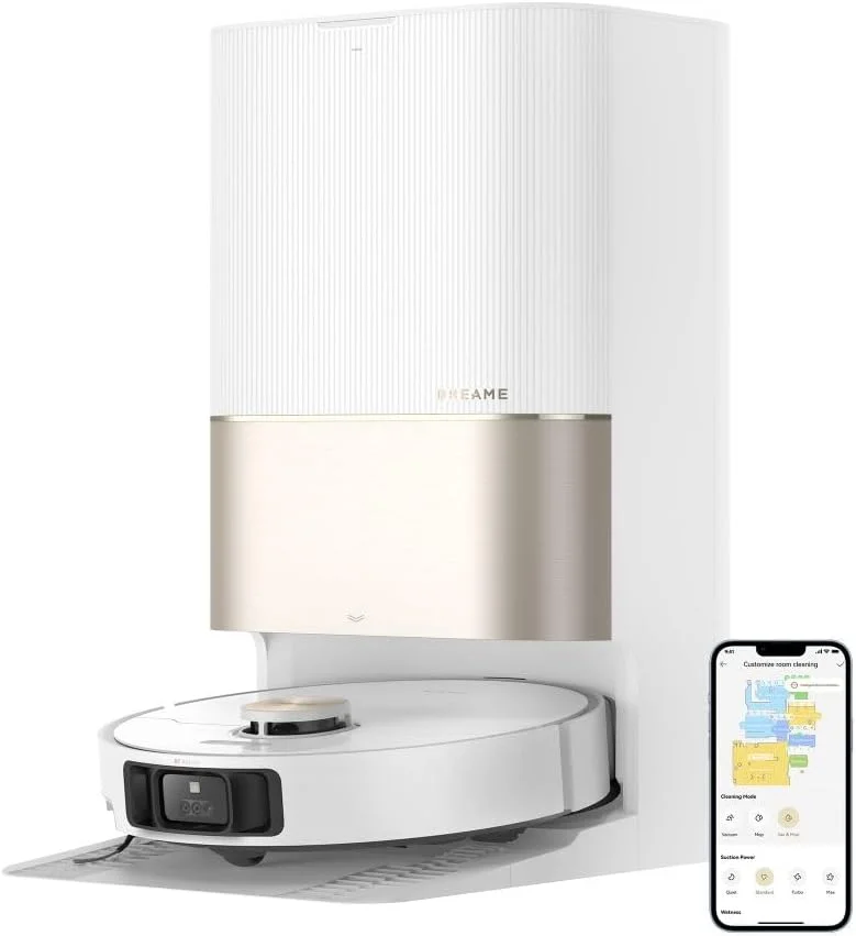 جاروبرقی رباتیک و تی شوی Dreame X40 Ultra Complete با قدرت مکش 12000Pa، تی شوی 70 درجه سانتیگراد، تخلیه و پر کردن خودکار، برس های ضد گره خوردگی و قابل بلند شدن، برس جانبی با قابلیت افزایش طول