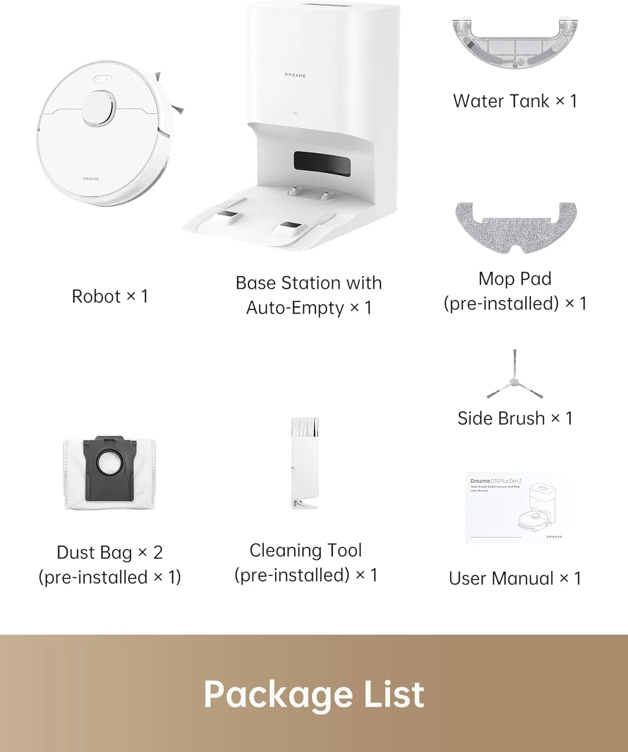 جاروبرقی رباتیک خودکار Dreame D10 Plus Gen 2 با تخلیه خودکار، قدرت مکش 6000 پاسکال، جمع آوری گرد و غبار تا 90 روز، مسیریابی LiDAR، مناسب برای فرش و موی حیوانات خانگی، زمان کارکرد طولانی 285 دقیقه