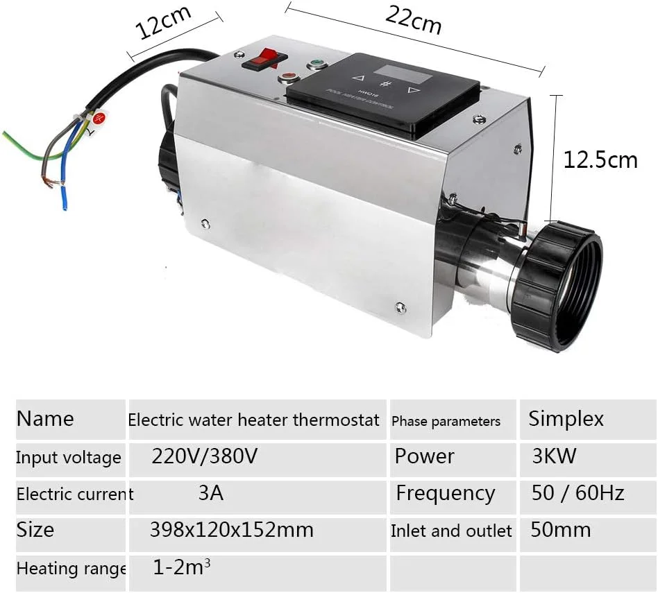 ترموستات استخر شنا OXPMFY 3KW 220V بخاری برقی استخر آبگرم لوله گرمایش حمام آب لوازم جانبی استخر شنا برای 35-70 فوت مکعب / 220-440 گالن